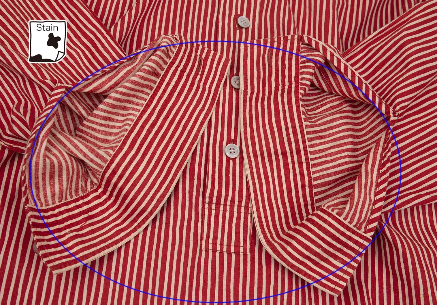 Issey Miyake Cotton Stripe Band Collar Pullover Shirt Red Cream Size US S / EU 44-46 / 1 - 10 Thumbnail