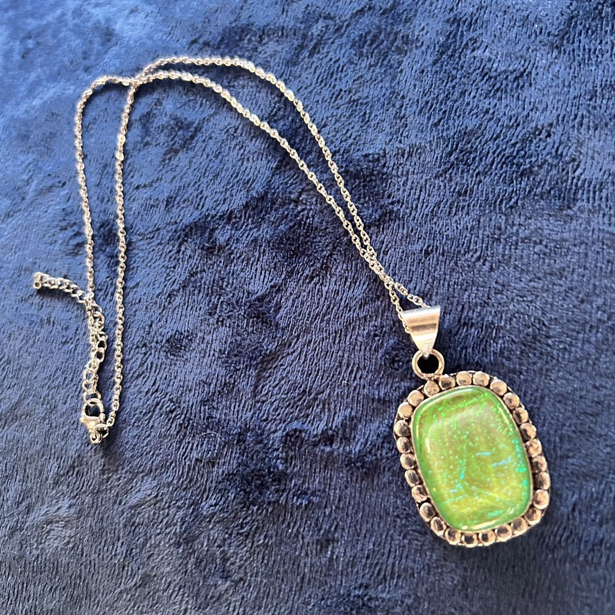 Handmade Handcrafted framed simulated opal 925 sterling necklace Size ONE SIZE - 6 Thumbnail
