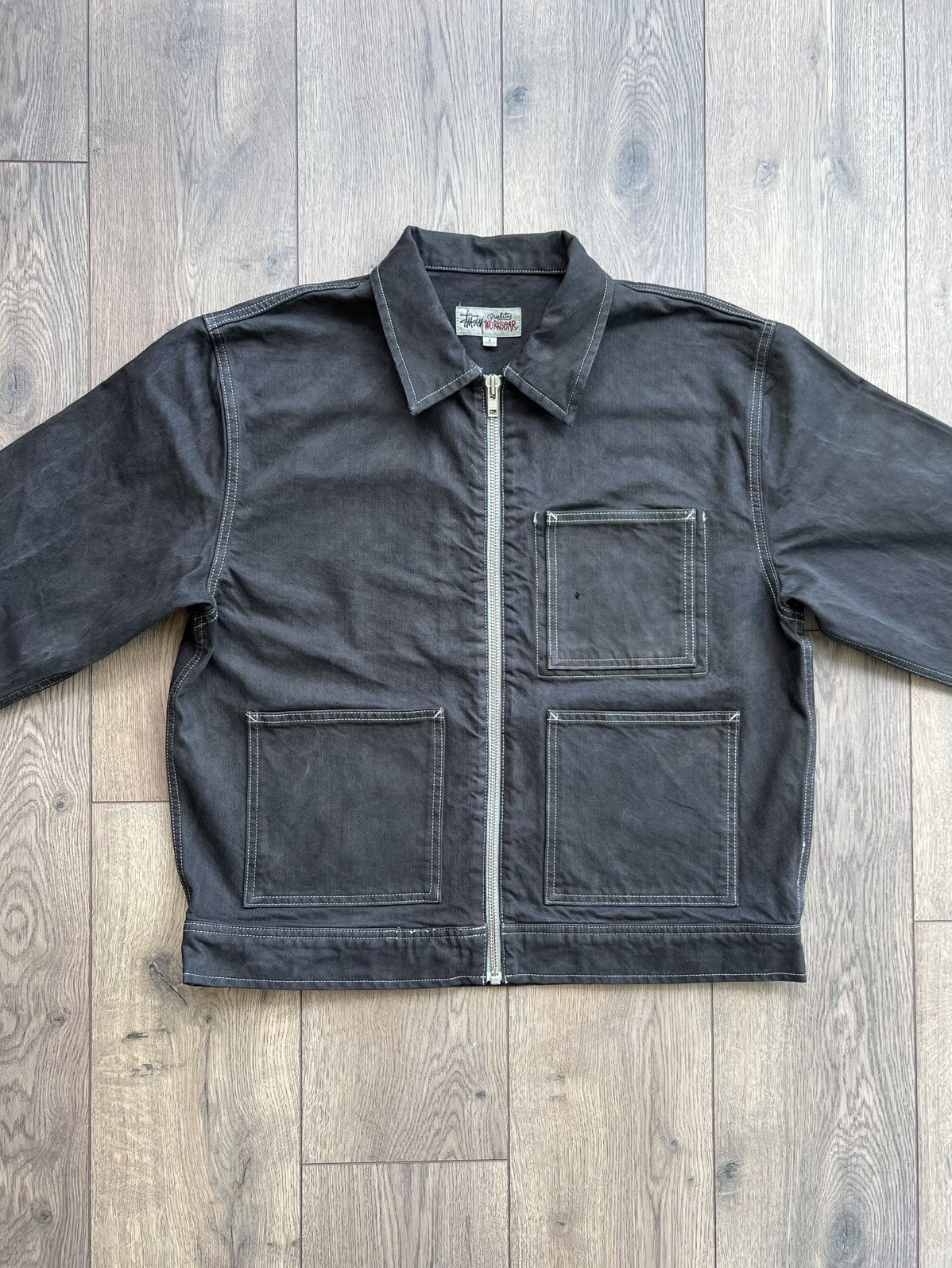 Stussy Stussy Black Dyed Denim Zip Up Work Jacket Large Size US L / EU 52-54 / 3 - 2 Thumbnail