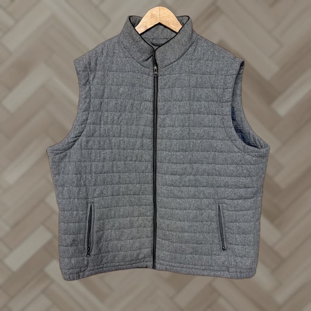 Jos. A. Bank VINTAGE Jos A Bank Vest Mens 2XL Gray Wool Blend Insulated Zip Jacket Lined Tweed Quilted Full Zip Size US XXL / EU 58 / 5 - 1 Thumbnail
