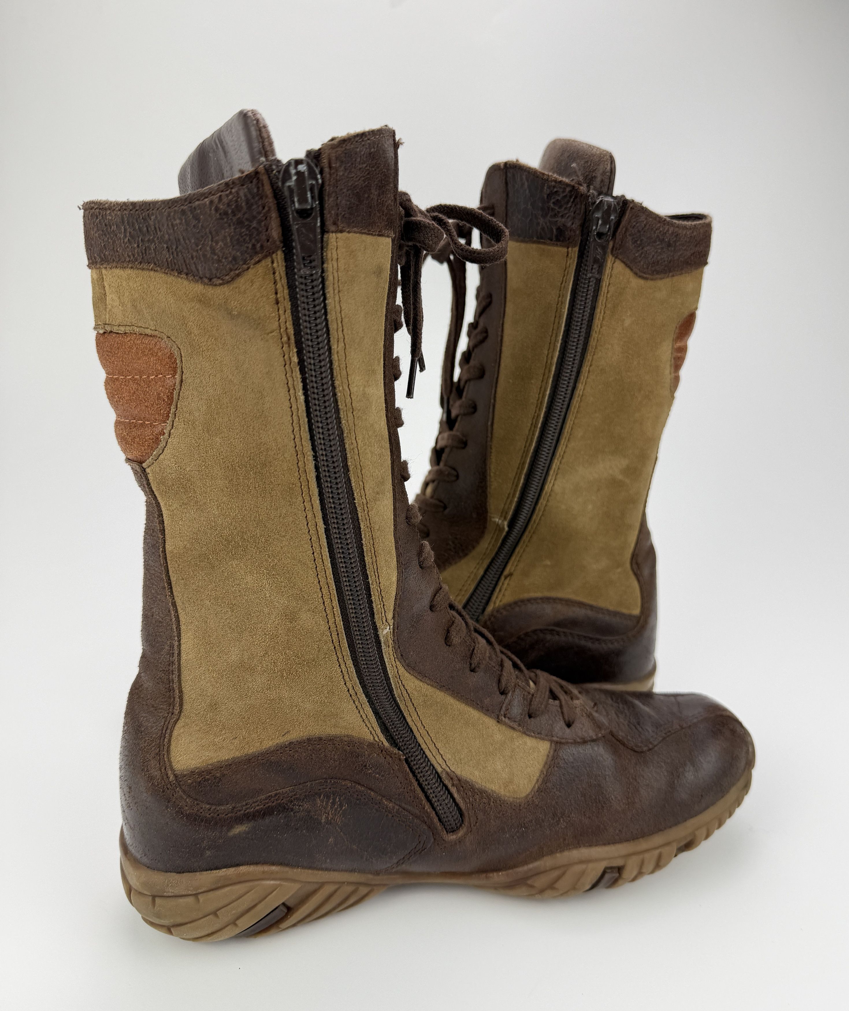Vintage Vintage Y2K Lace Up Brown Leather Boots Avant Garde Size US 6 / IT 36 - 6 Thumbnail