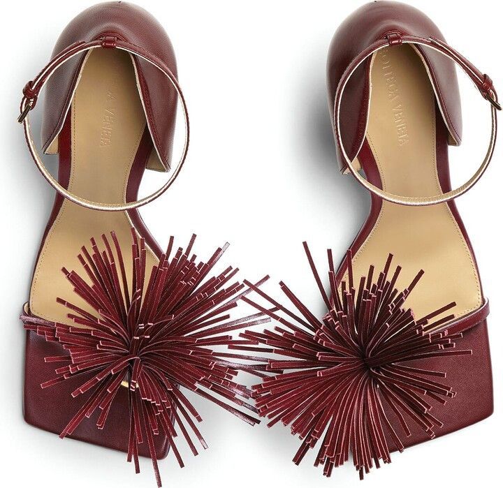 Bottega Veneta o1y0725 Leather Ankle Thong Strap Sandals in Burgundy Size US 7.5 / IT 37.5 - 4 Thumbnail
