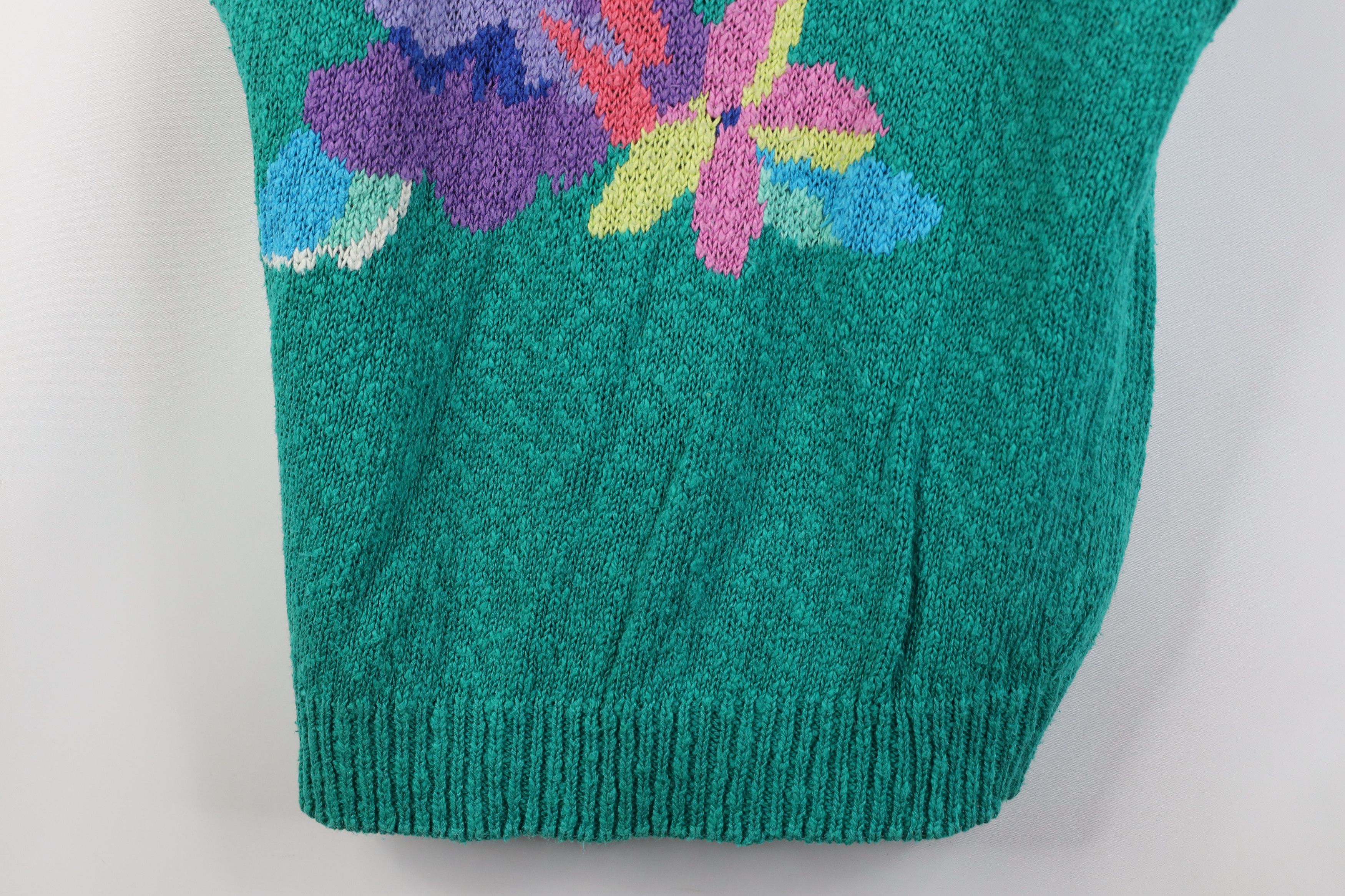 Vintage Vintage 80s 90s Streetwear Flower Dolman Sleeve Knit Sweater Size XXL / US 16-18 / IT 52-54 - 3 Thumbnail