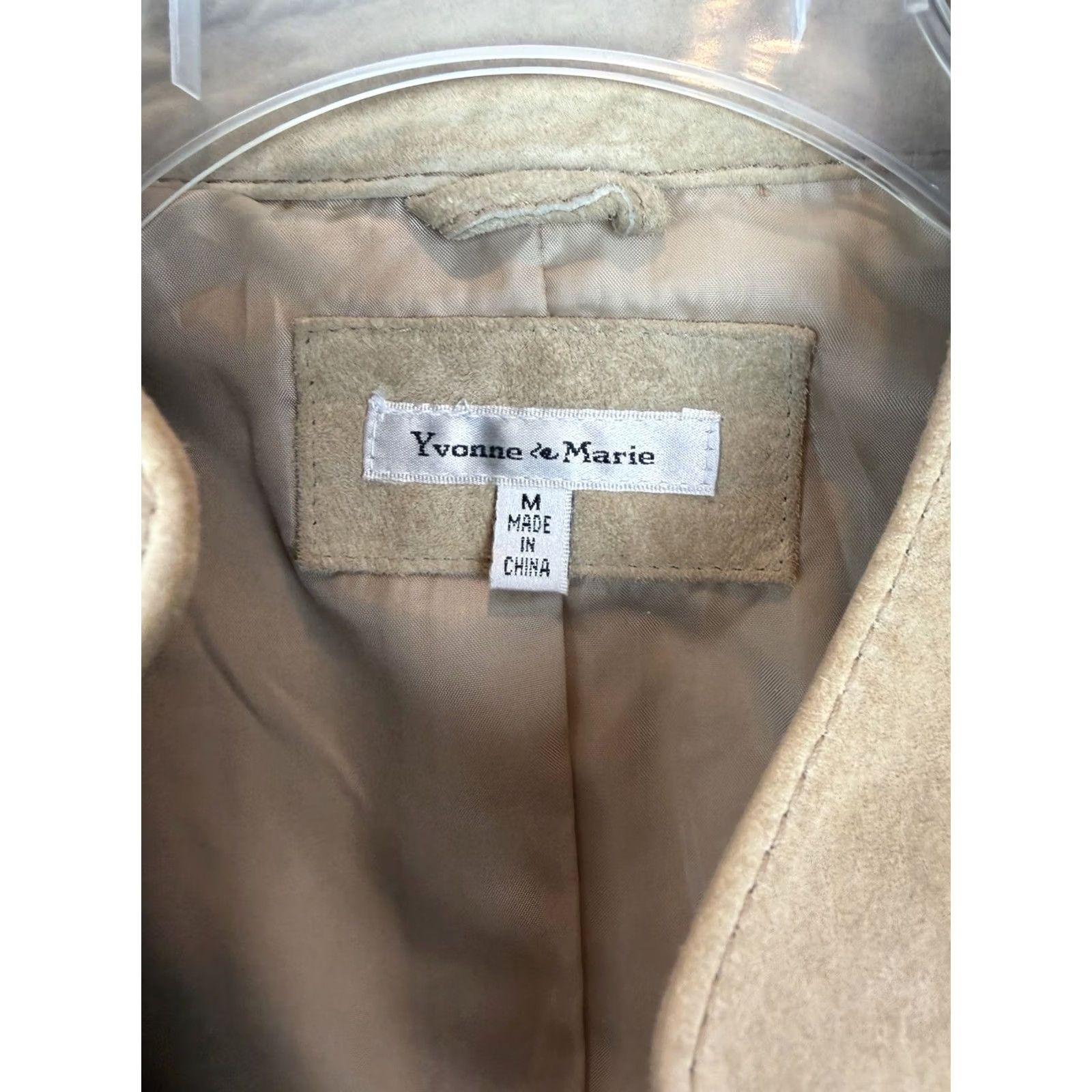 Vintage Yvonne & Marie Suede Leather Jacket Womens M Beige Ruffle Open Basic Jacket CapSule Read Size M / US 6-8 / IT 42-44 - 3 Thumbnail