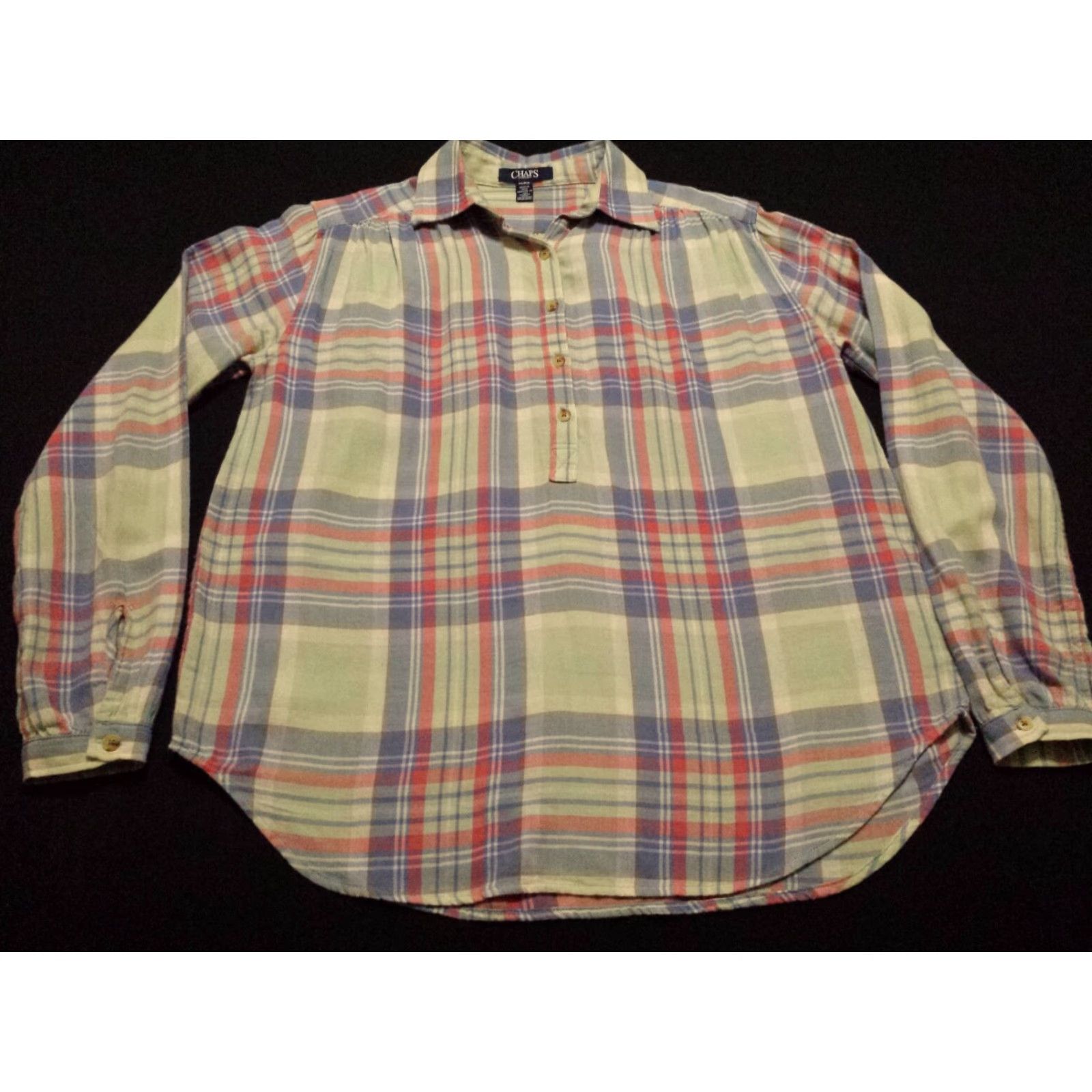Chaps Chaps Shirt Multicolor Plaid Long Sleeve Button-Front Petite Small Pullover Blouse Women's PS Size S / US 4 / IT 40 - 3 Thumbnail