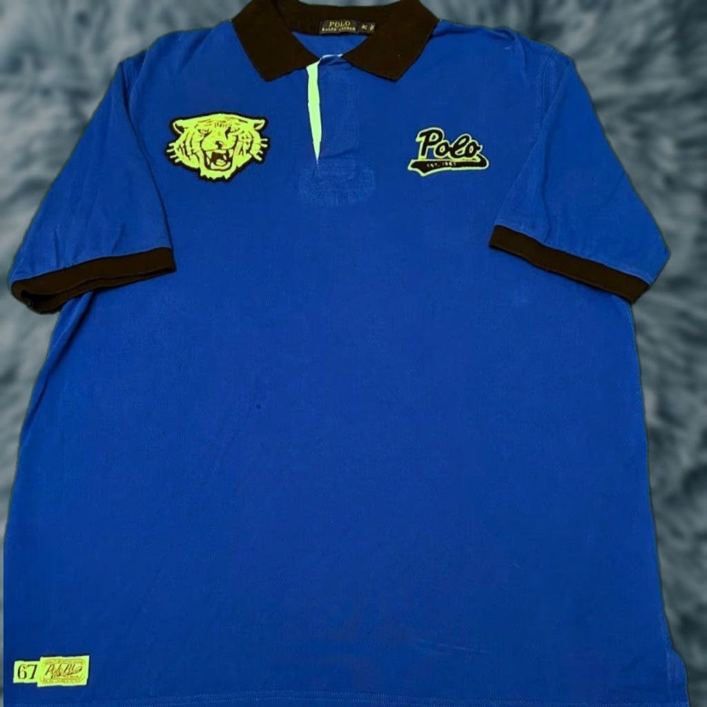 Polo Ralph Lauren VINTAGE Polo Ralph Lauren Tiger Logo Polo Collared Shirt Mens XL Tall Blue Preppy Logo Tiger Classic Hip Hop Designer Shirts Size US XL / EU 56 / 4 - 1 Thumbnail