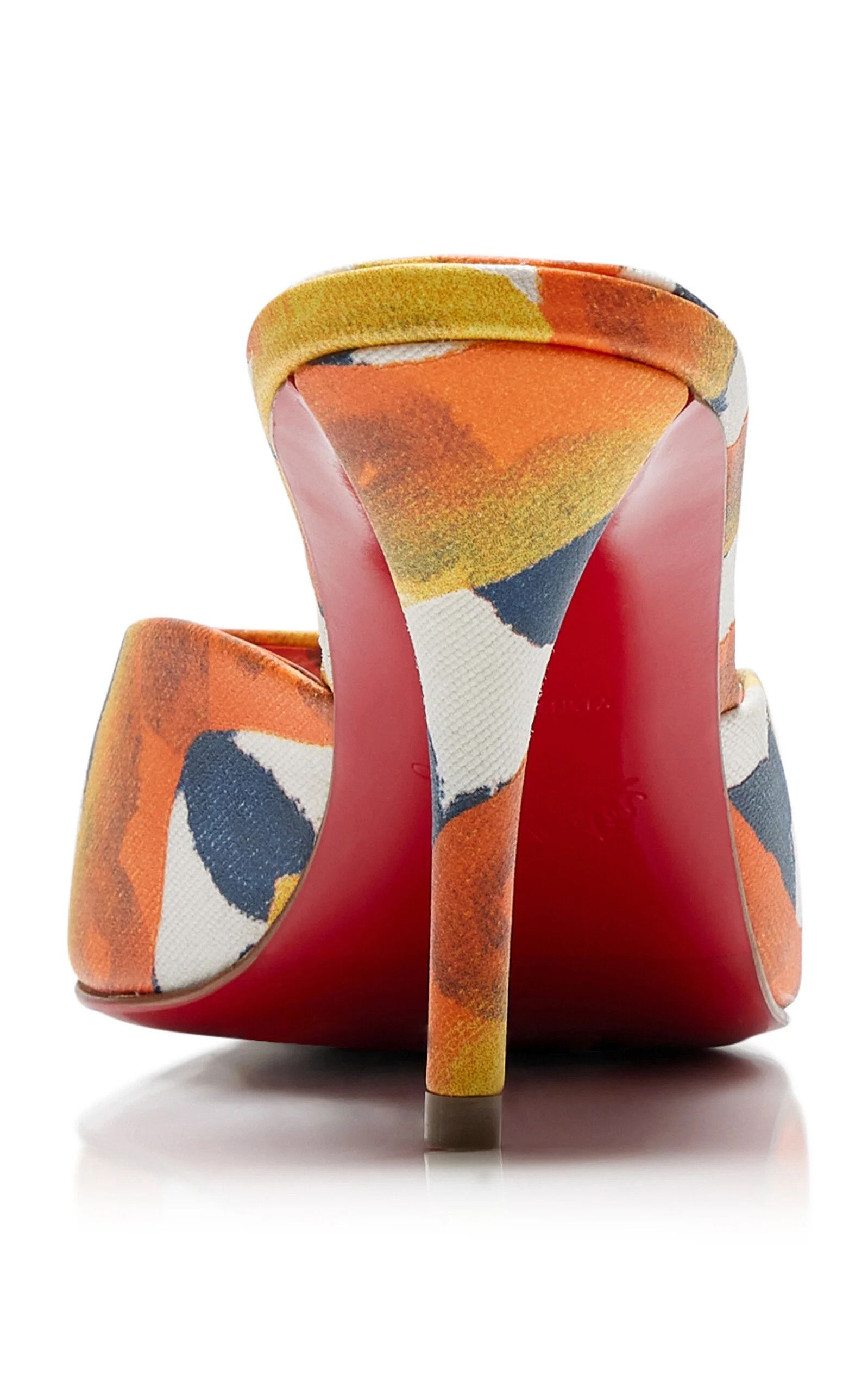 Christian Louboutin os11x0126 Miss Z 80mm Printed Toile Mules in Multicolor Size US 7 / IT 37 - 3 Thumbnail