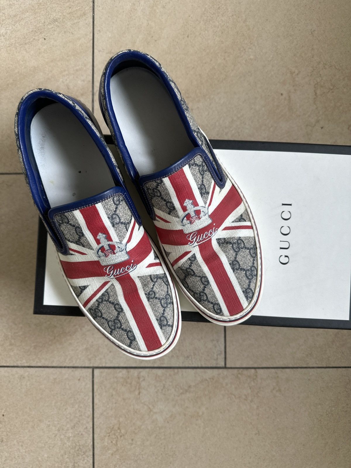 Gucci Gucci Monogram Exclusive Slip-Ons Union Jack Sloaney Size US 10.5 / EU 43-44 - 5 Thumbnail