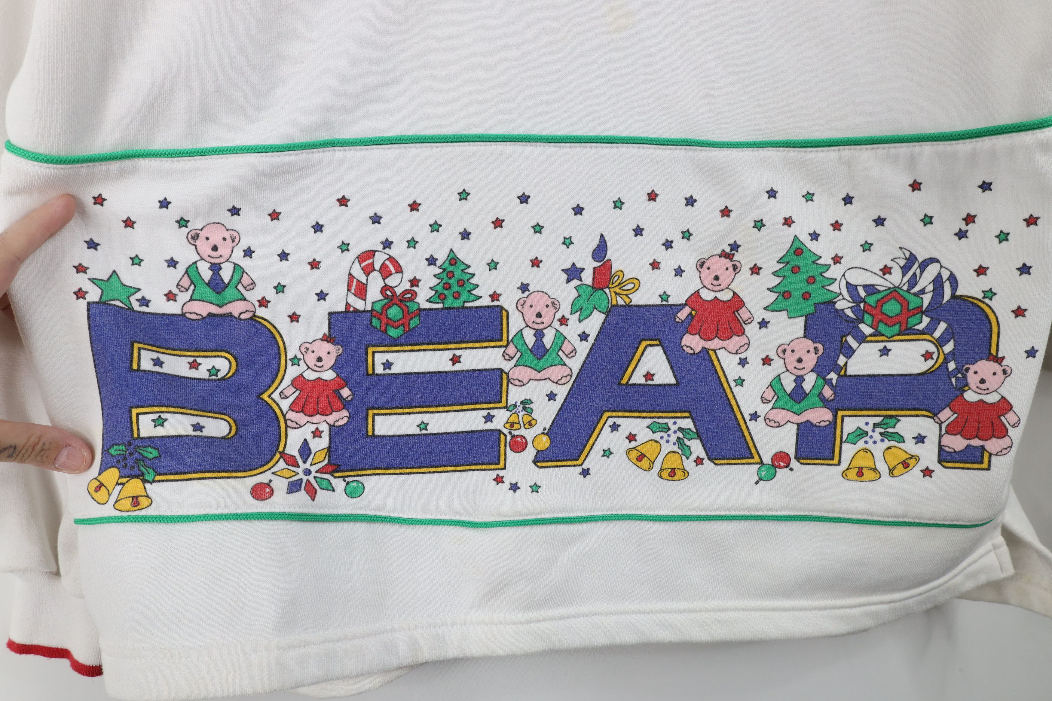 Vintage Vintage 90s Streetwear Christmas Bear Sweatshirt White Size L / US 10 / IT 46 - 4 Thumbnail