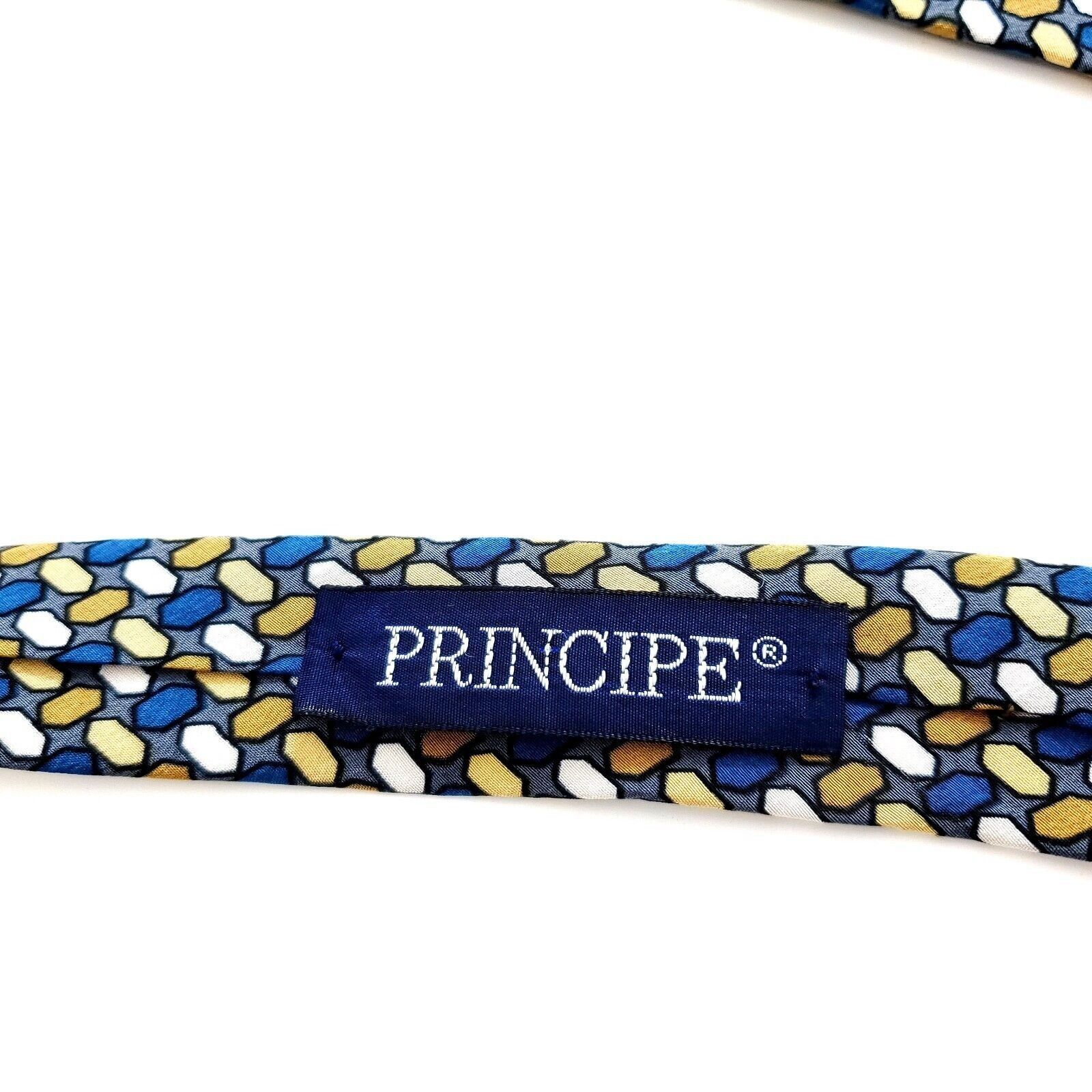 Principe Principe Red Tan White Geometric Print Wide Silk Tie Size ONE SIZE - 3 Thumbnail