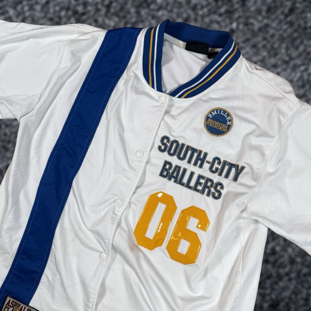 Vintage VINTAGE Master P Miller Basketball Warm Up Jersey Jacket South City Ballers #06 Men's L White Jersey Basketball Activewear 90s City Mens Size US L / EU 52-54 / 3 - 1 Thumbnail