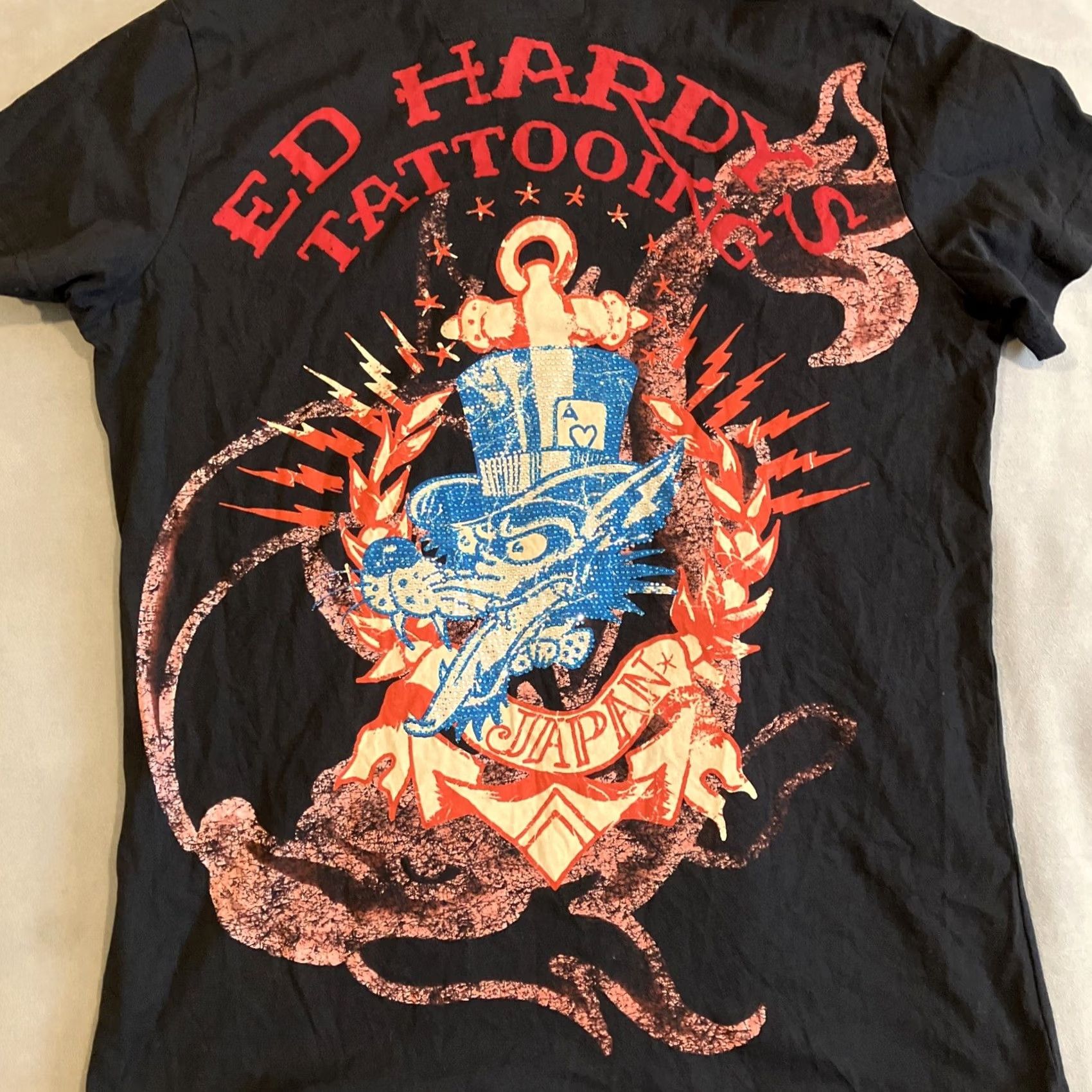 Ed Hardy Ed Hardy SICK! Rhinestone Graphic Black Golf Polo L Mens Polo Size US L / EU 52-54 / 3 - 2 Thumbnail