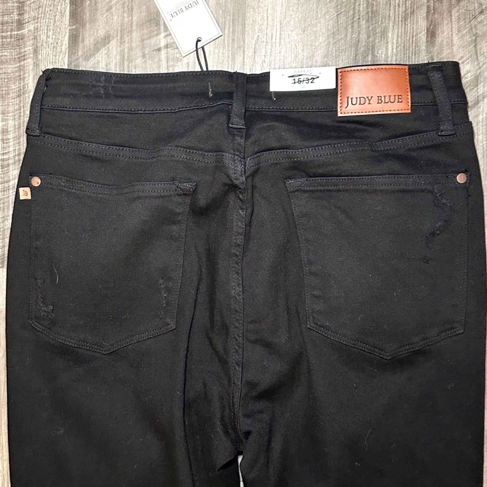 Vintage Judy Blue Black High Waist Skinny Fit Distressed Jeans 32 Women Regular 15/32 Mens Womens Size 24" / US 00 / IT 34 - 4 Thumbnail