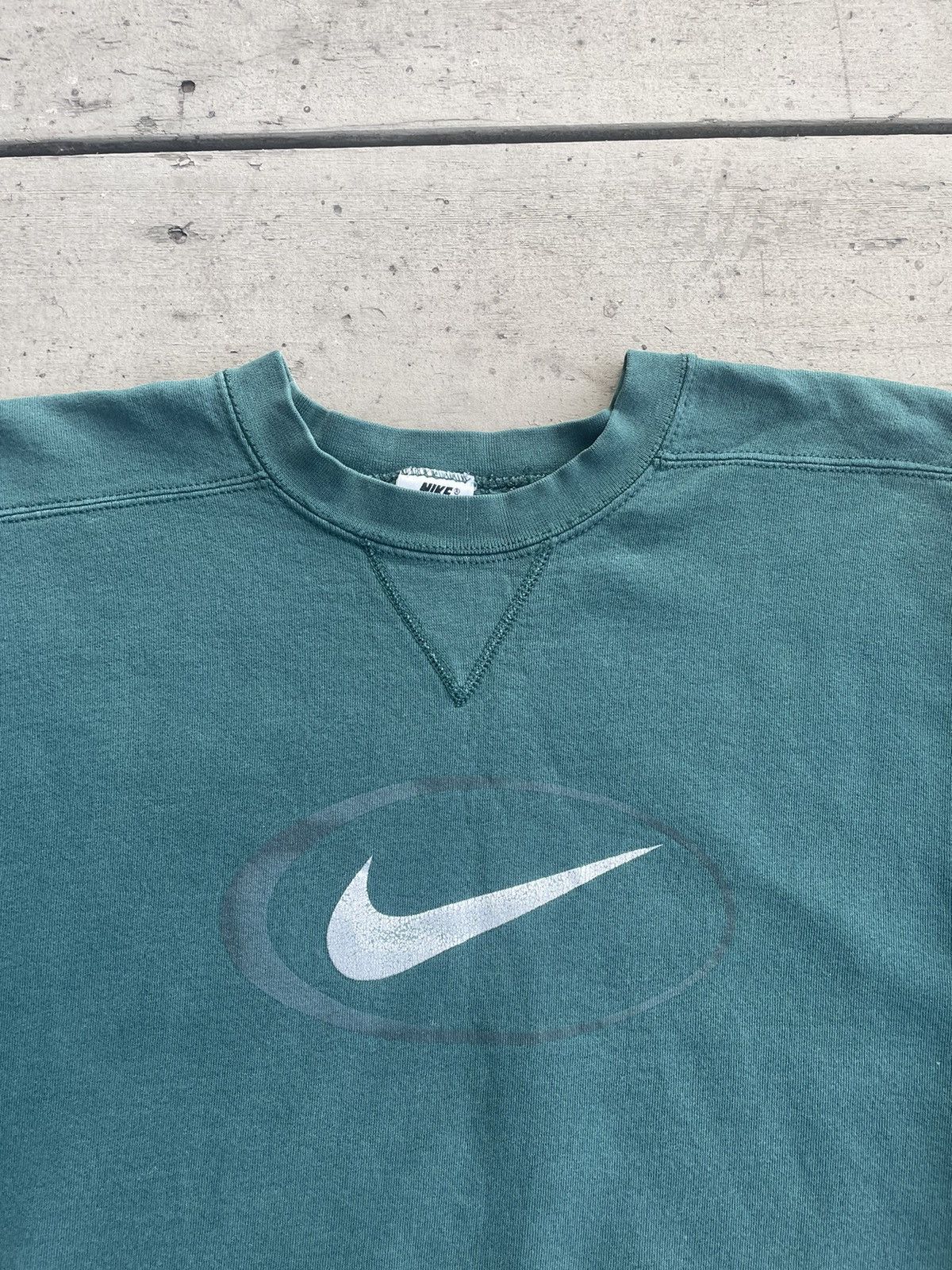 Nike × Vintage Green 90s Nike Swoosh Sweatshirt Size US L / EU 52-54 / 3 - 3 Thumbnail