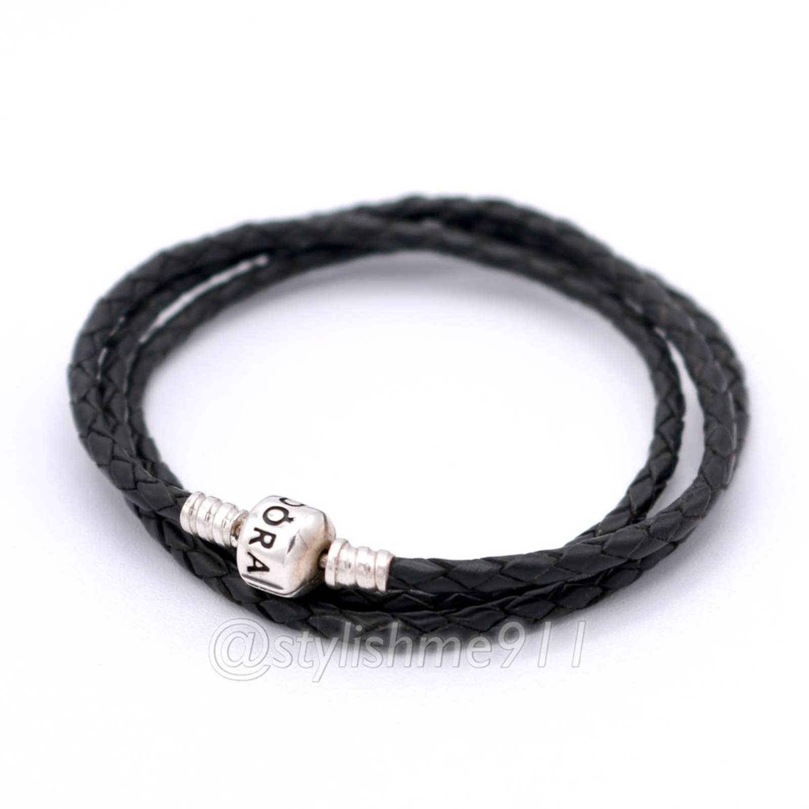 Black Leather Bracelet Pandora