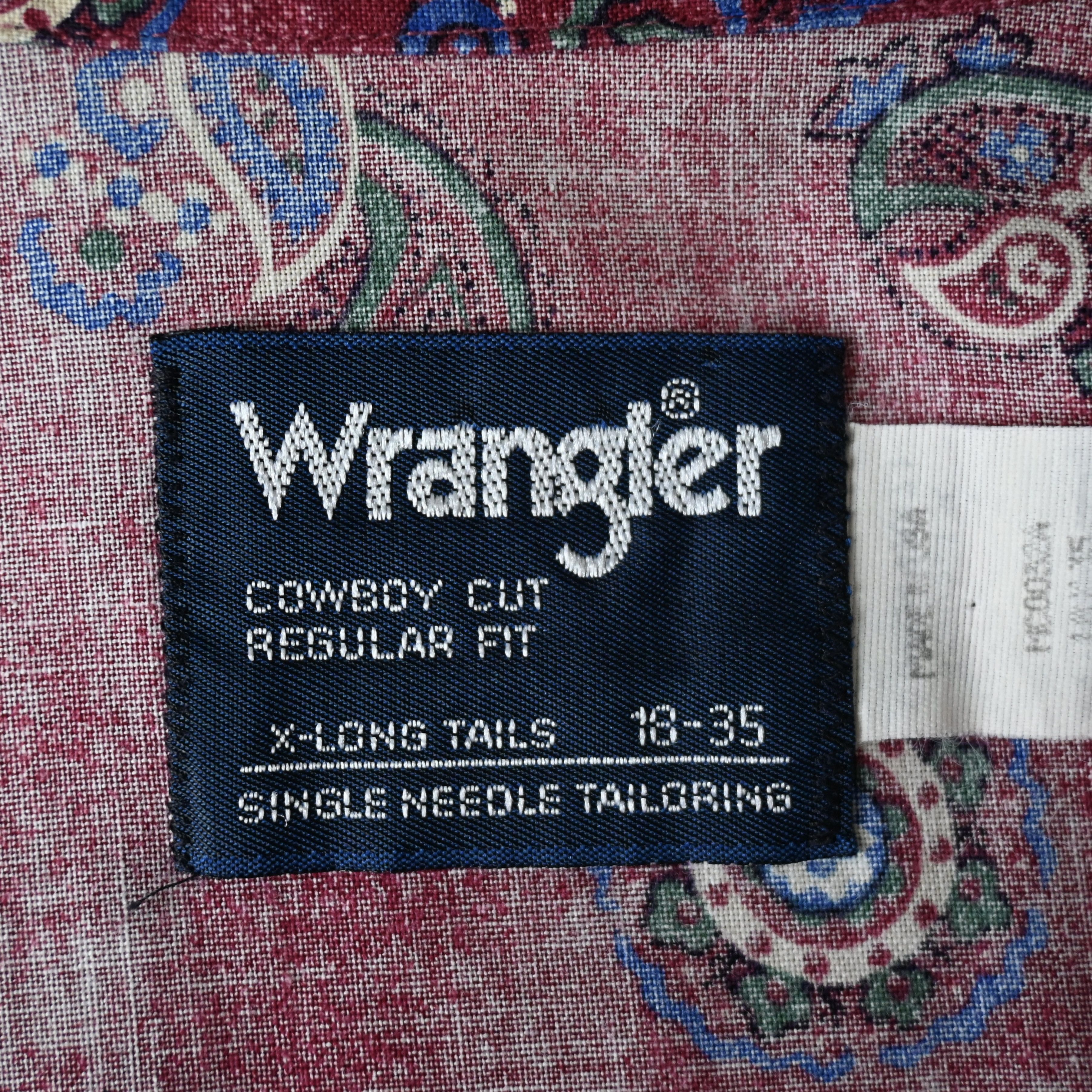 Vintage VTG Wrangler paisley pattern cotton western shirt, maroon Size US XL / EU 56 / 4 - 11 Thumbnail