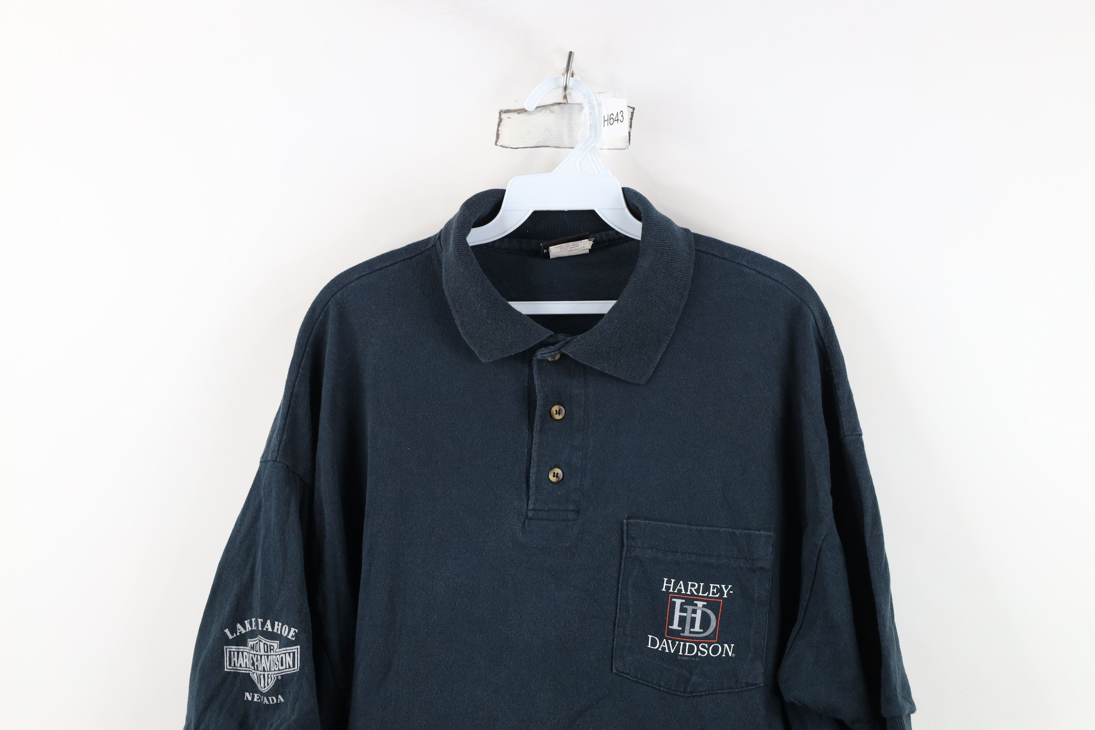 Harley Davidson Vintage Y2K 2001 Harley Davidson Polo Shirt Black USA Size US XL / EU 56 / 4 - 2 Thumbnail
