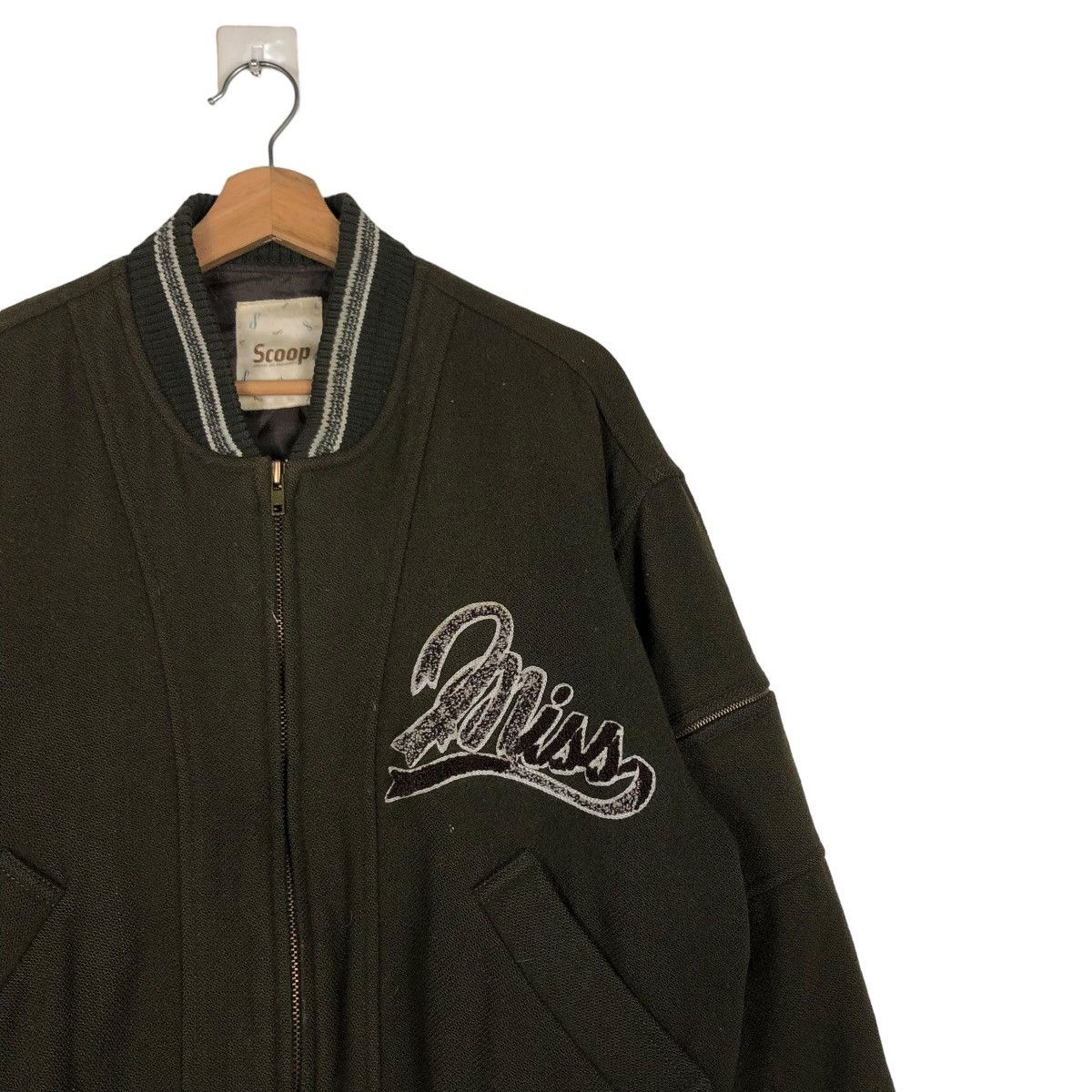 Japanese Brand 🔥VINTAGE WOOL BOMBER JACKET SCOOP SPELL OUT ISSEY MIYAKE Size US M / EU 48-50 / 2 - 8 Thumbnail