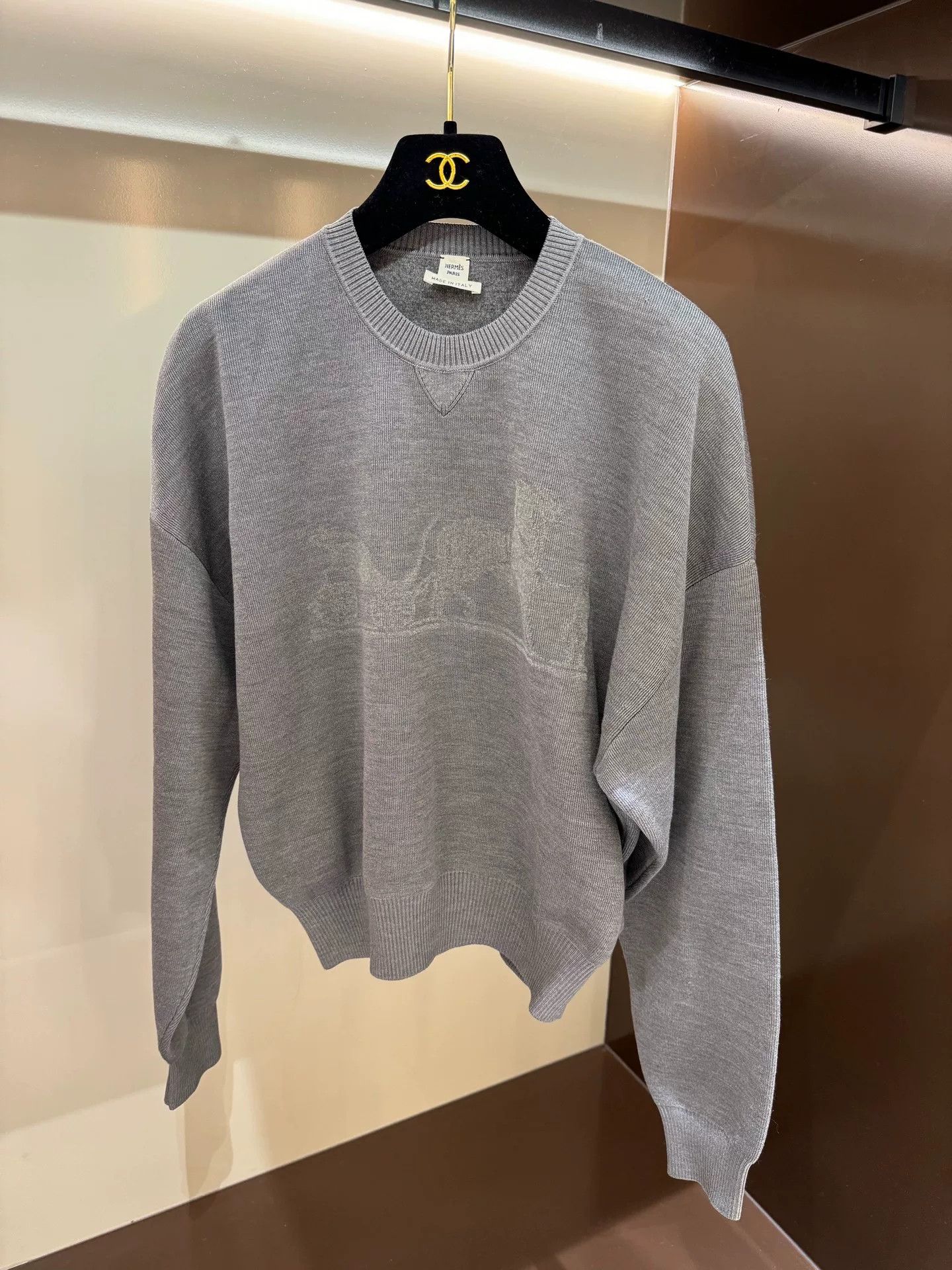Hermes HERMES Gray Carriage Logo Knit Sweater Size US M / EU 48-50 / 2 - 1 Thumbnail