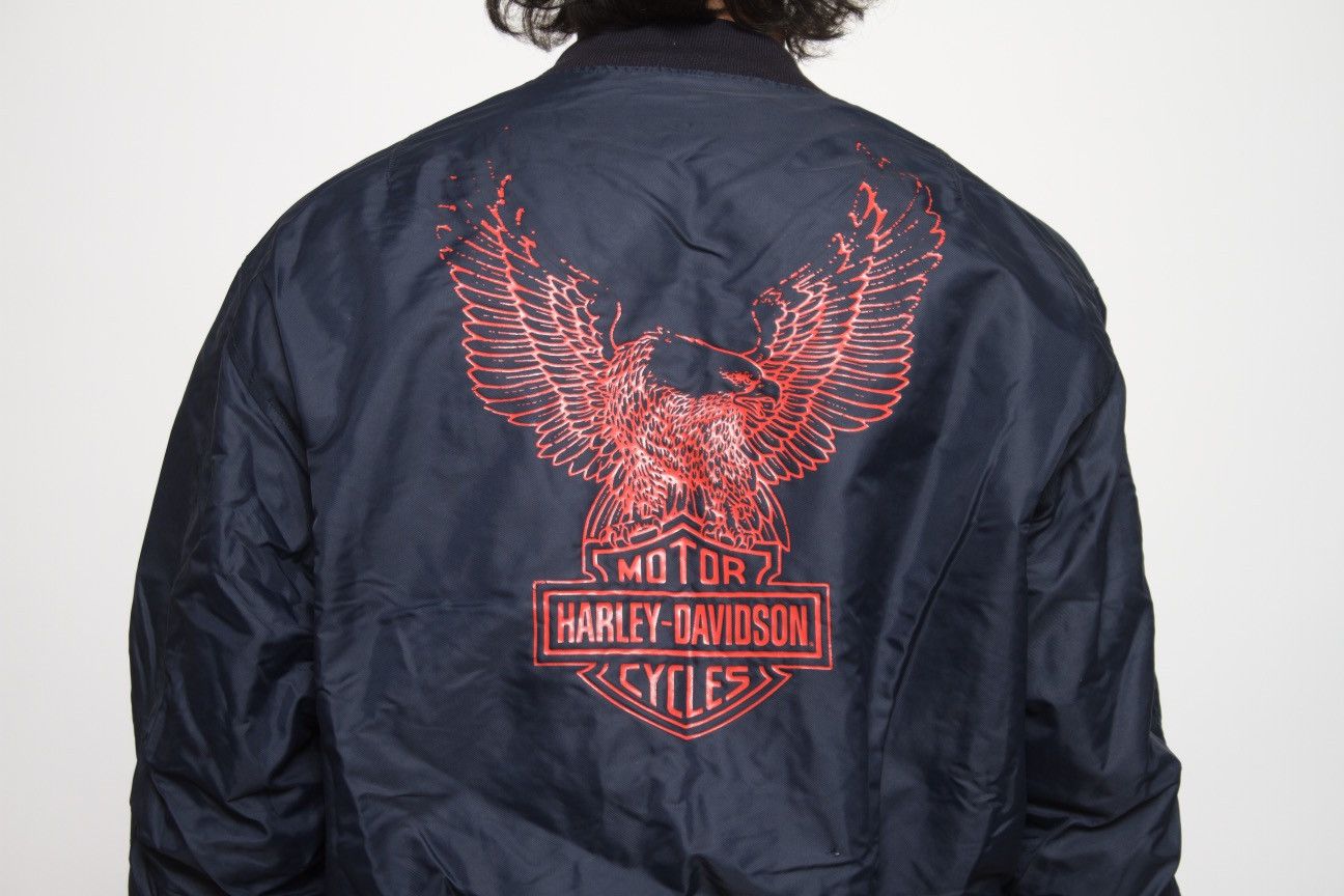 Harley Davidson NAVY ZIP UP BOMBER JACKET BY HARLEY DAVIDSON Size US XL / EU 56 / 4 - 4 Thumbnail