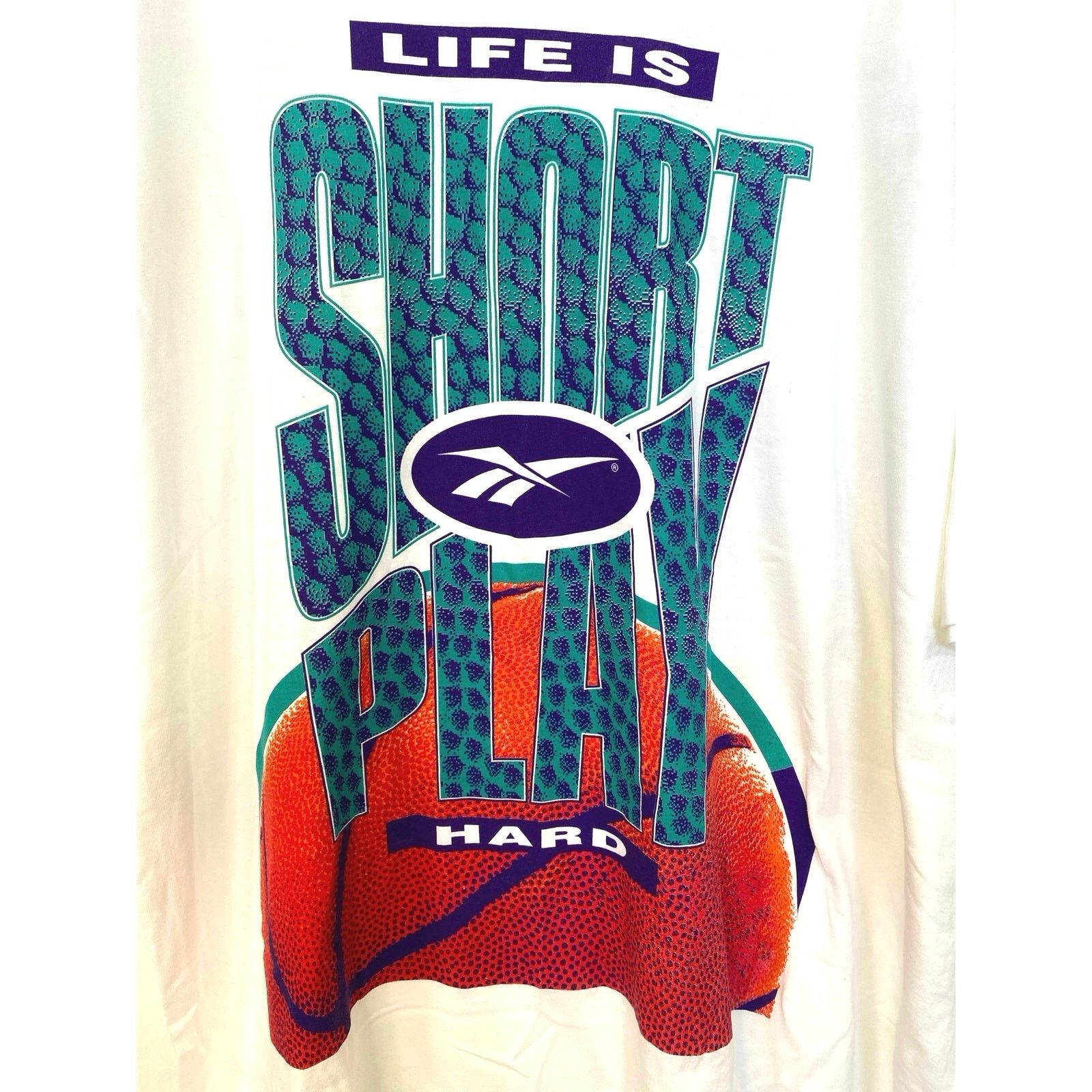 Reebok Vintage Reebok Life is Short Play Hard XXL Size US XXL / EU 58 / 5 - 3 Thumbnail