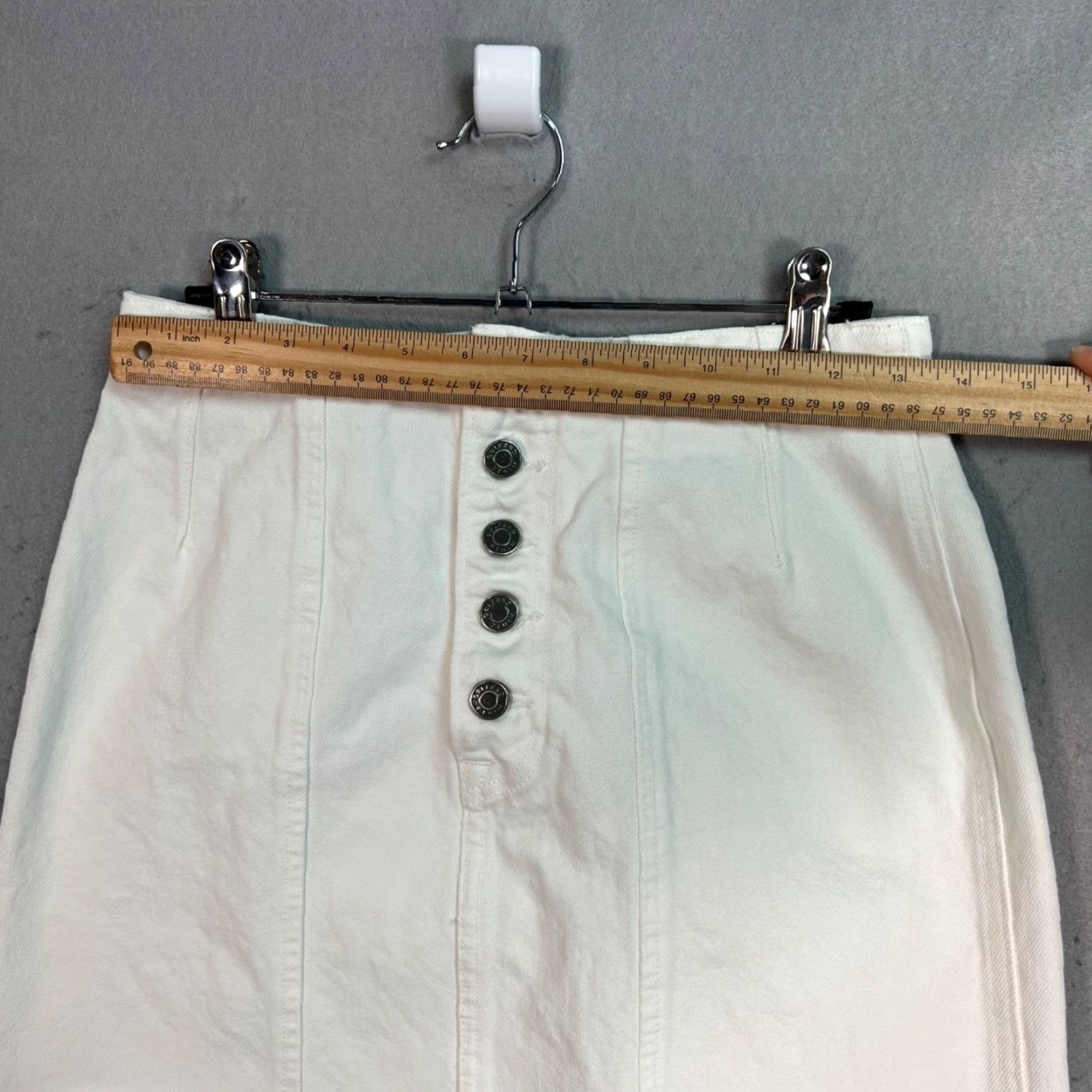 GRLFRND VINTAGE GRLFRND White Denim Skirt Mini Button Front Size 26 Womens Size 26" / US 2 / IT 38 - 5 Thumbnail
