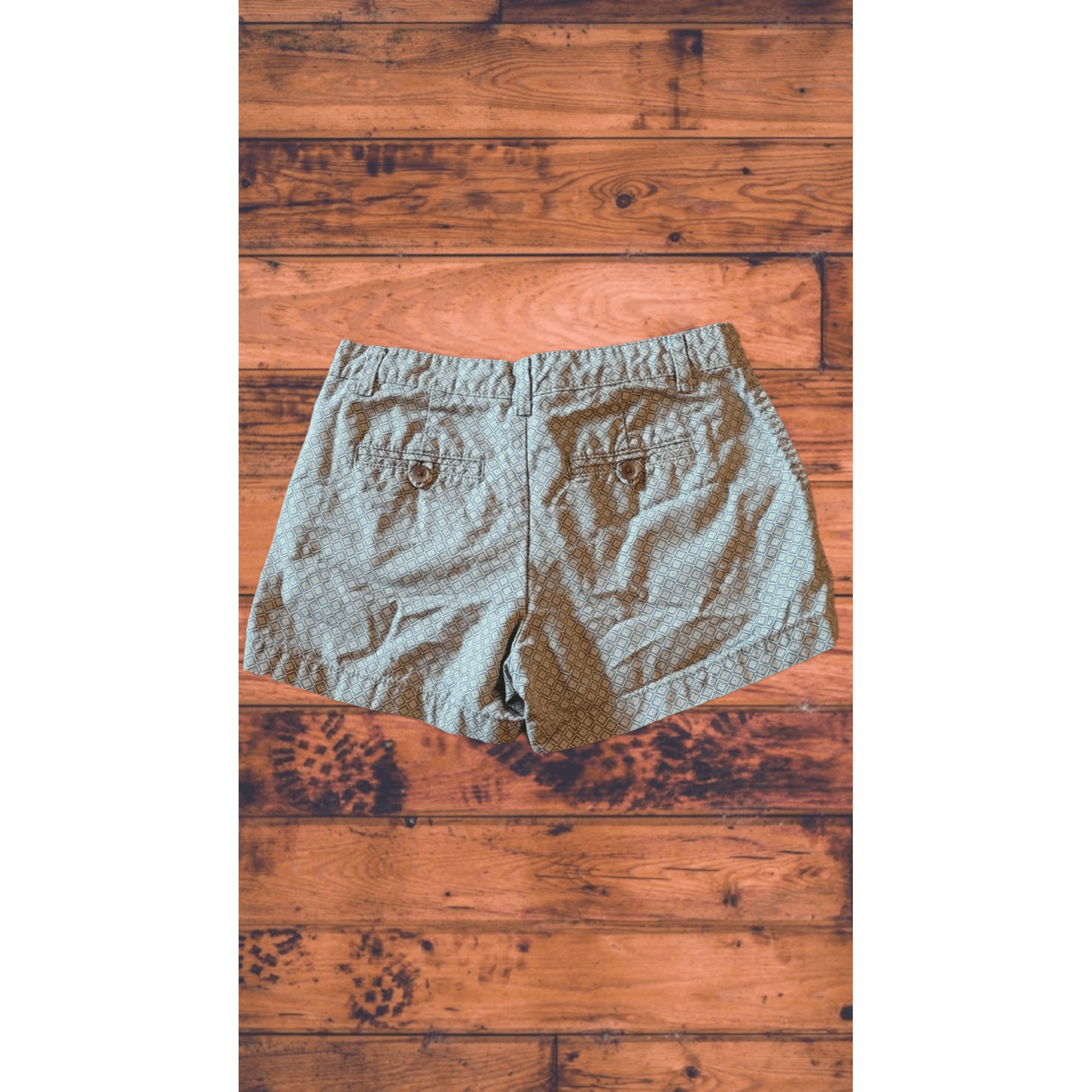 Gap Gap Shorts Women Sz 00 Green Regular Fit Geometric Cuffed Size 23" - 2 Thumbnail