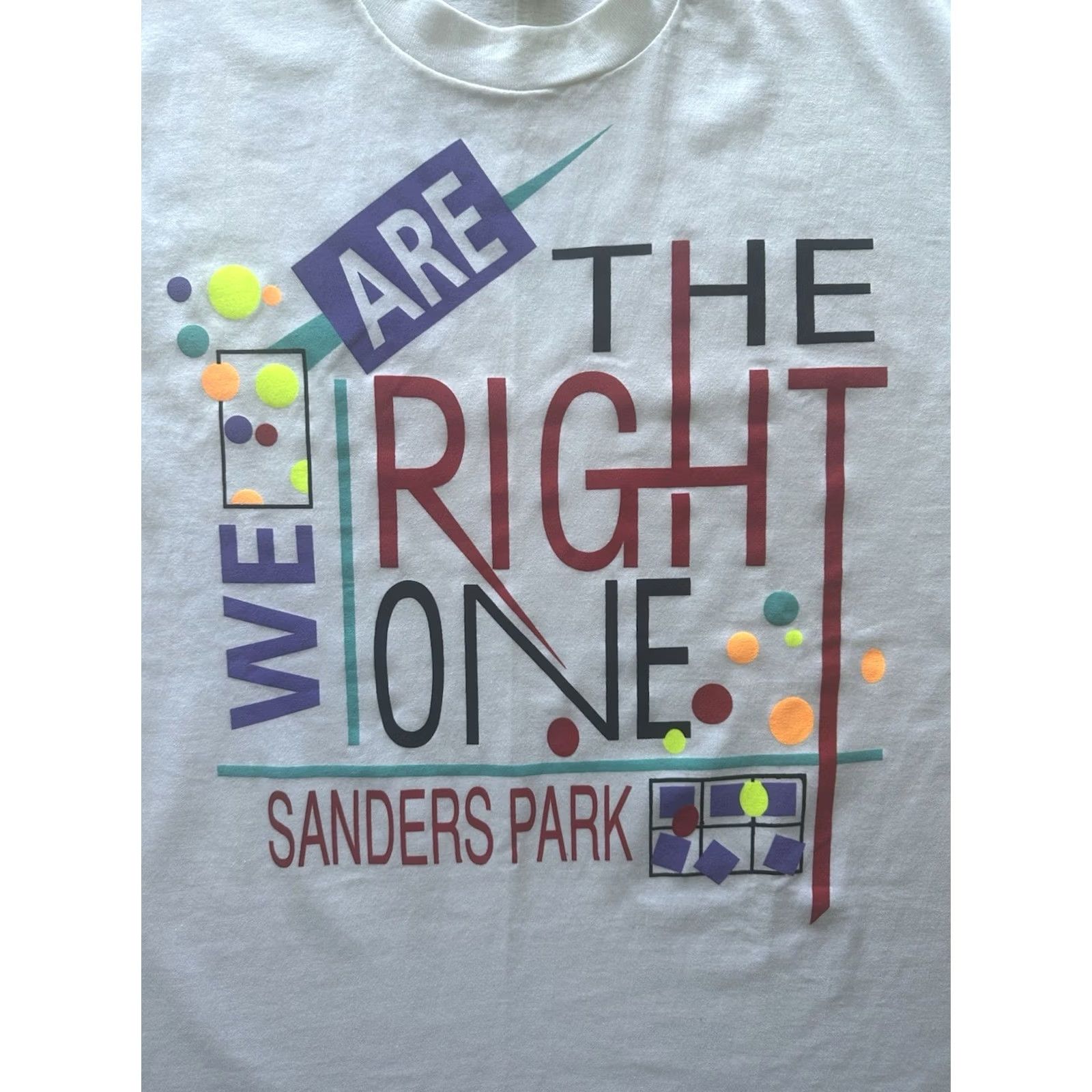 Vintage VTG 90s Screen Stars Sanders Park “We Are The Right One” Single Stitch Tee XL White Mens T-Shirt NWOT Size US XL / EU 56 / 4 - 2 Thumbnail