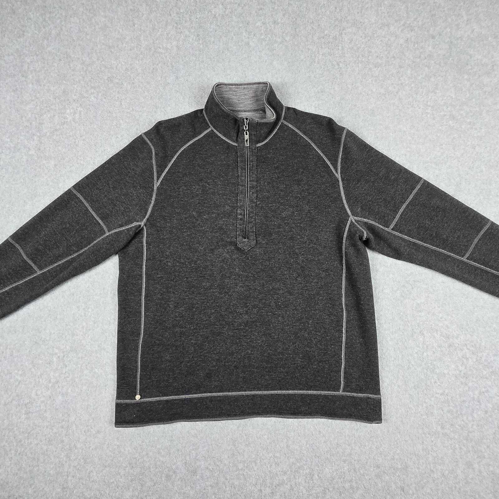 Tommy Bahama Tommy Bahama Lg Reversible 1/4 Zip Pullover Sweatshirt Gray Size US L / EU 52-54 / 3 - 5 Thumbnail