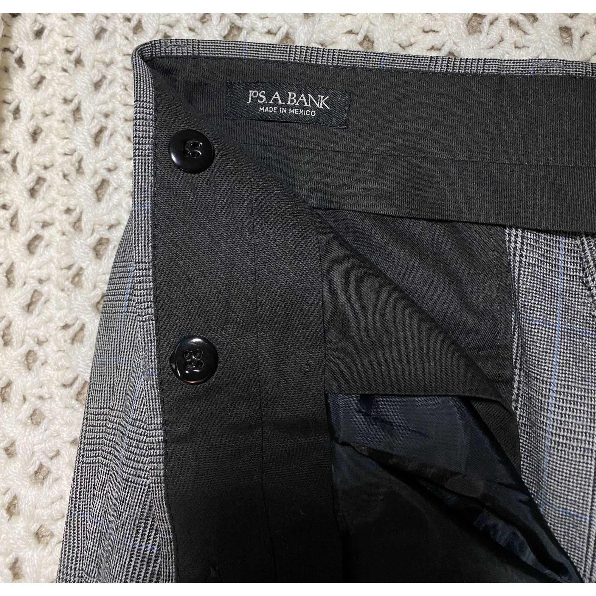 Jos. A. Bank Jos A Bank Mens Gray Blue Windowpane Flannel Soft Wool Fall/ Size 36R - 3 Thumbnail