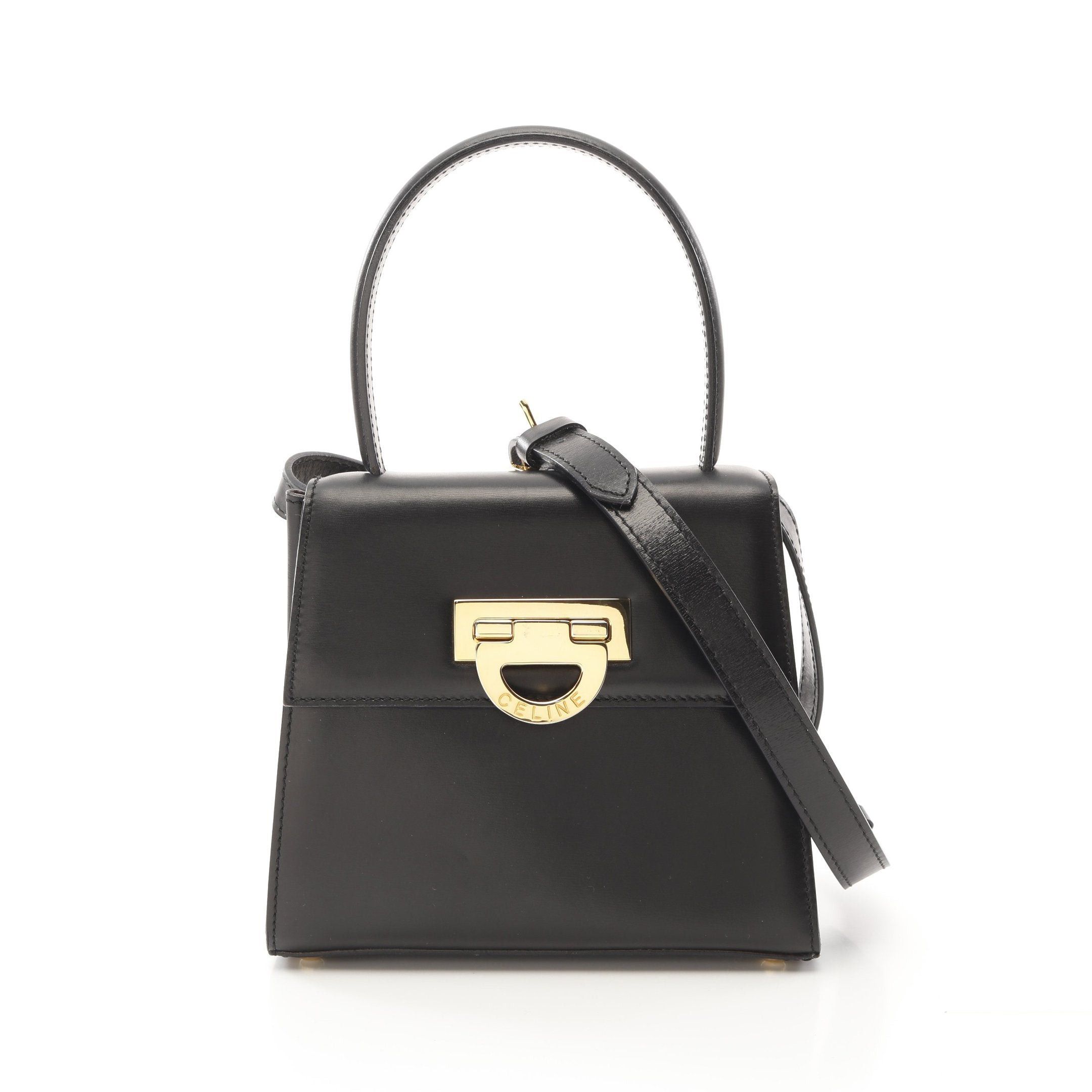 Celine Celine Top Handle Handbag Leather Black Size ONE SIZE - 1 Thumbnail