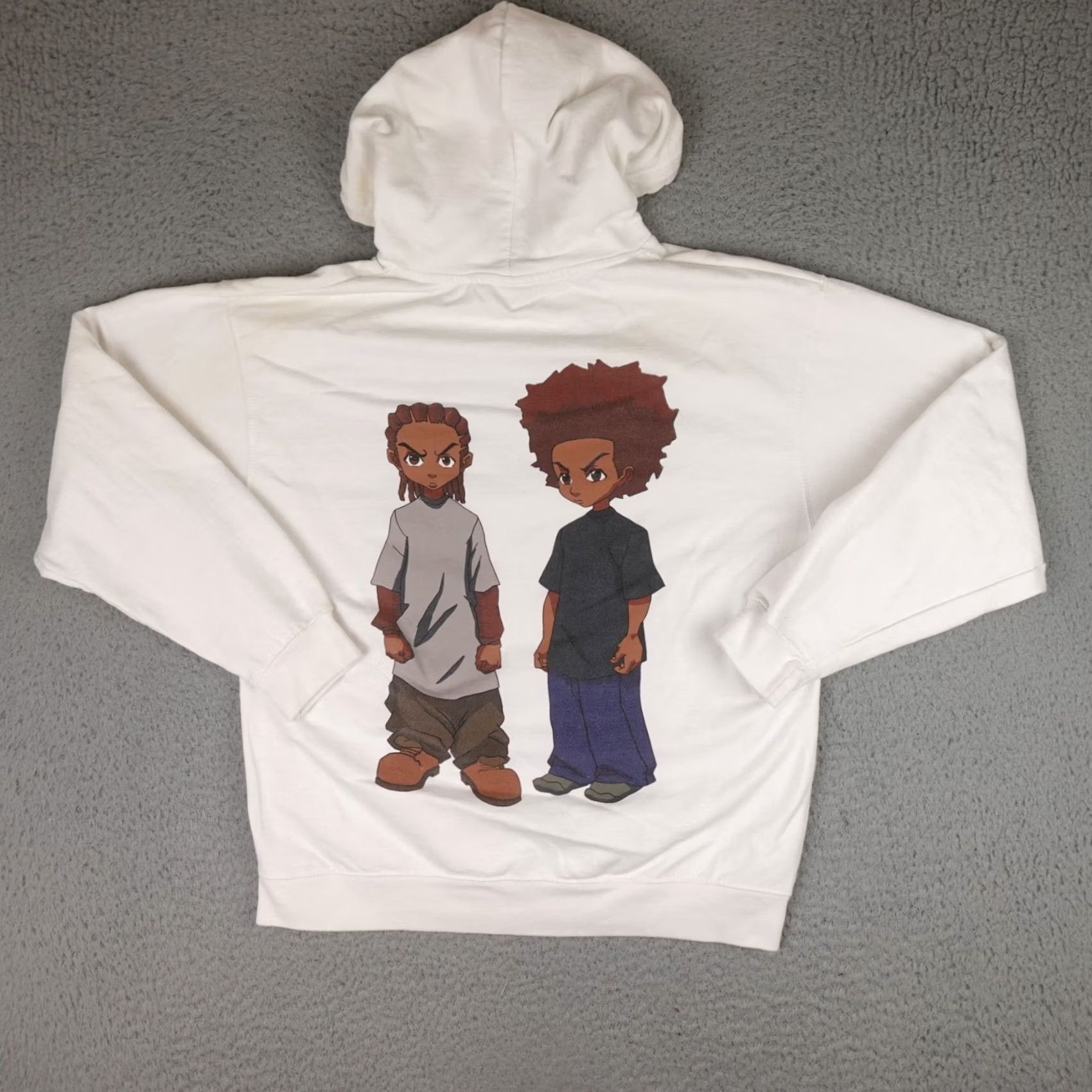 Vintage Hoodie Mens L White Graphic Pullover Cartoon Anime Streetwear Boondocks Branded Unbranded Pullover Logo Regular Fit All Seasons Size US L / EU 52-54 / 3 - 2 Thumbnail