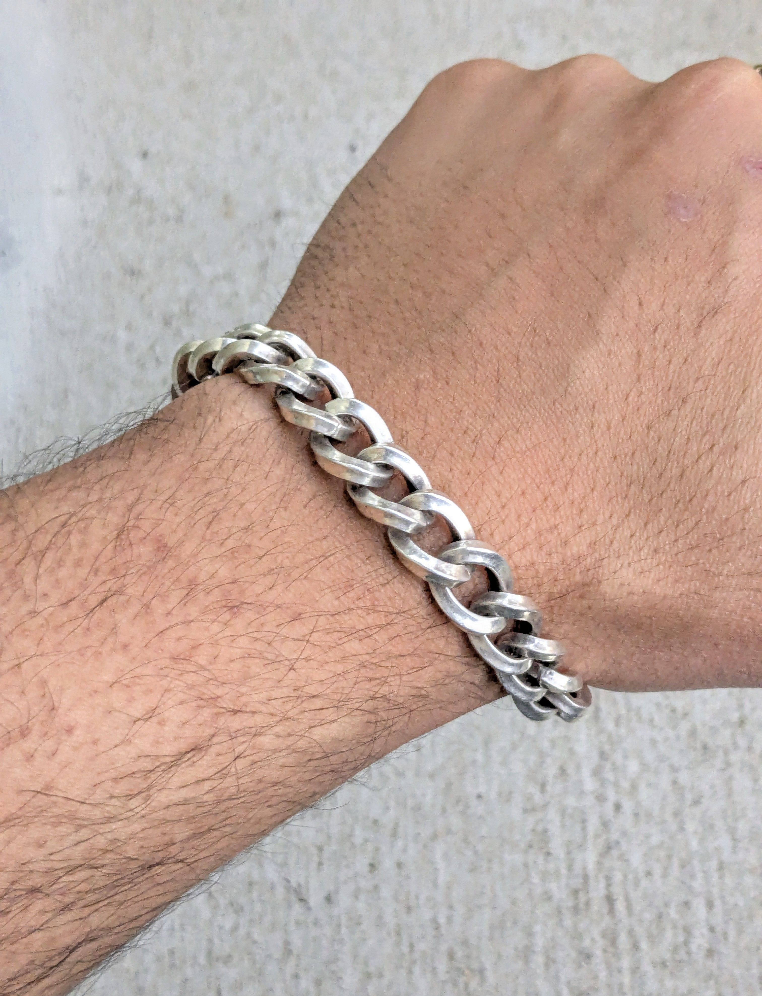 Vintage Vintage Sterling Silver Bracelet Curb Hollow Puffy 8" Italy Size ONE SIZE - 10 Thumbnail
