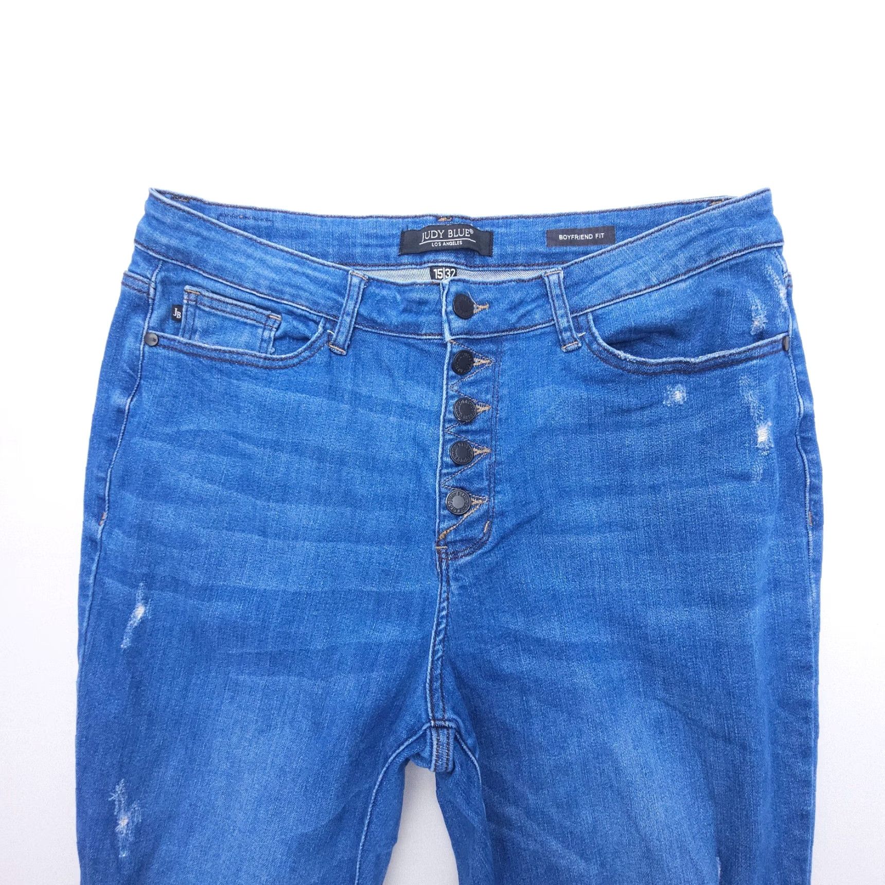 Denime Judy Blue Jeans Womens 32 Blue Distressed Stretch High Rise 28in Inseam 5-Pocket Size 24" / US 00 / IT 34 - 4 Thumbnail