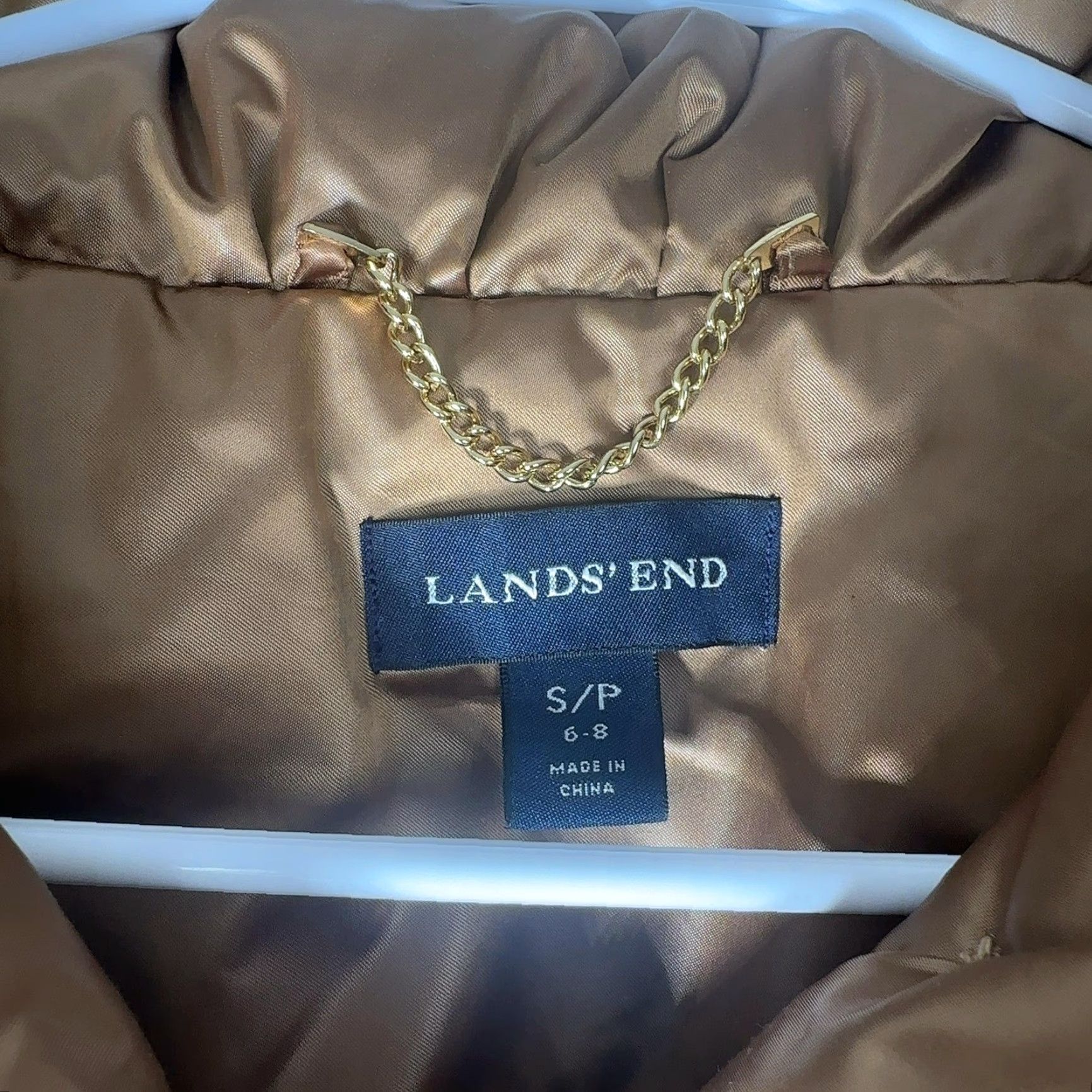 Lands' End Lands' End Puffer Jacket Womens S Brown Metallic Down Insulated Quilted Gold Winter Size S / US 4 / IT 40 - 5 Thumbnail