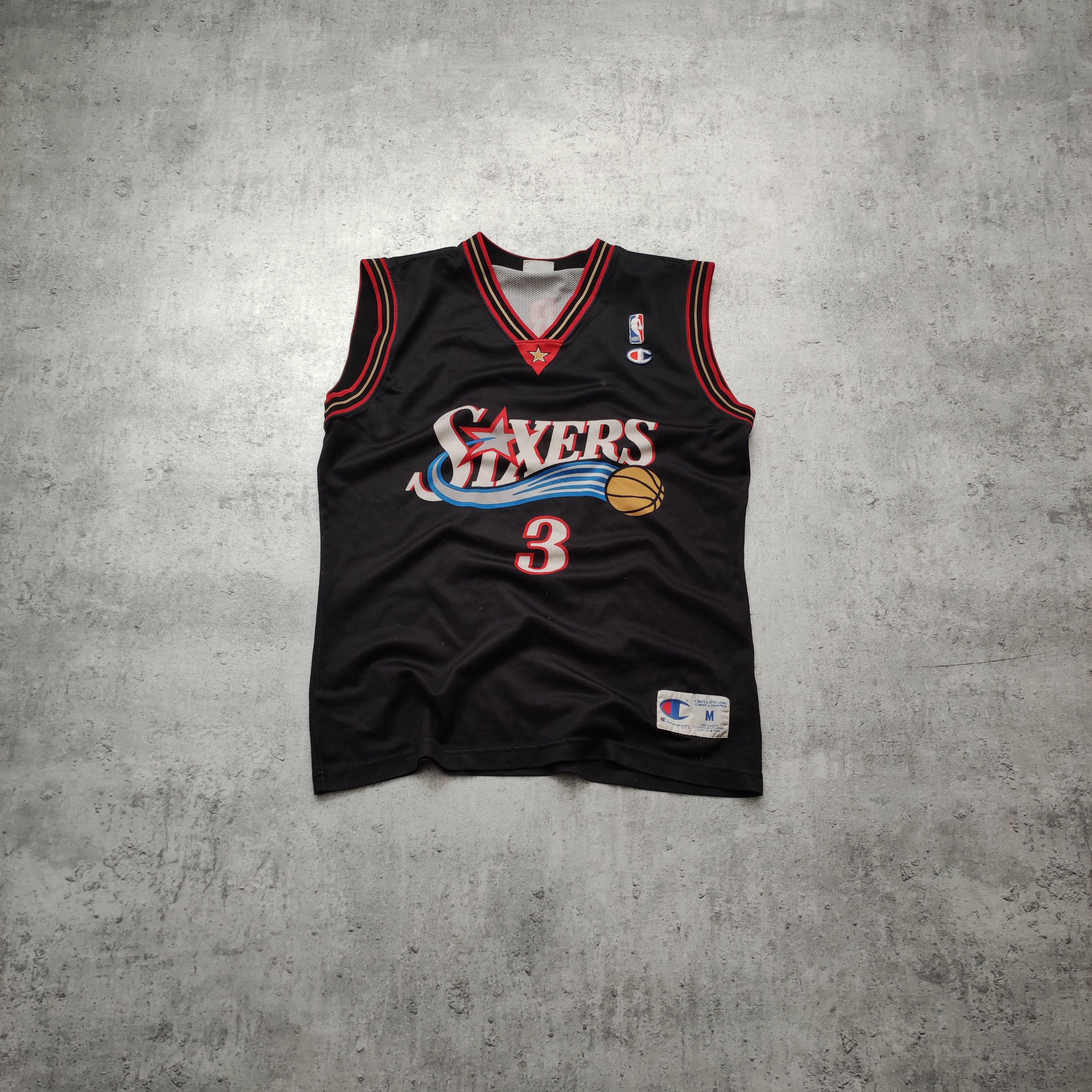 Champion × NBA × Vintage RARE Champion NBA Iverson #3 Sixers 90s Jersey Size US M / EU 48-50 / 2 - 1 Thumbnail