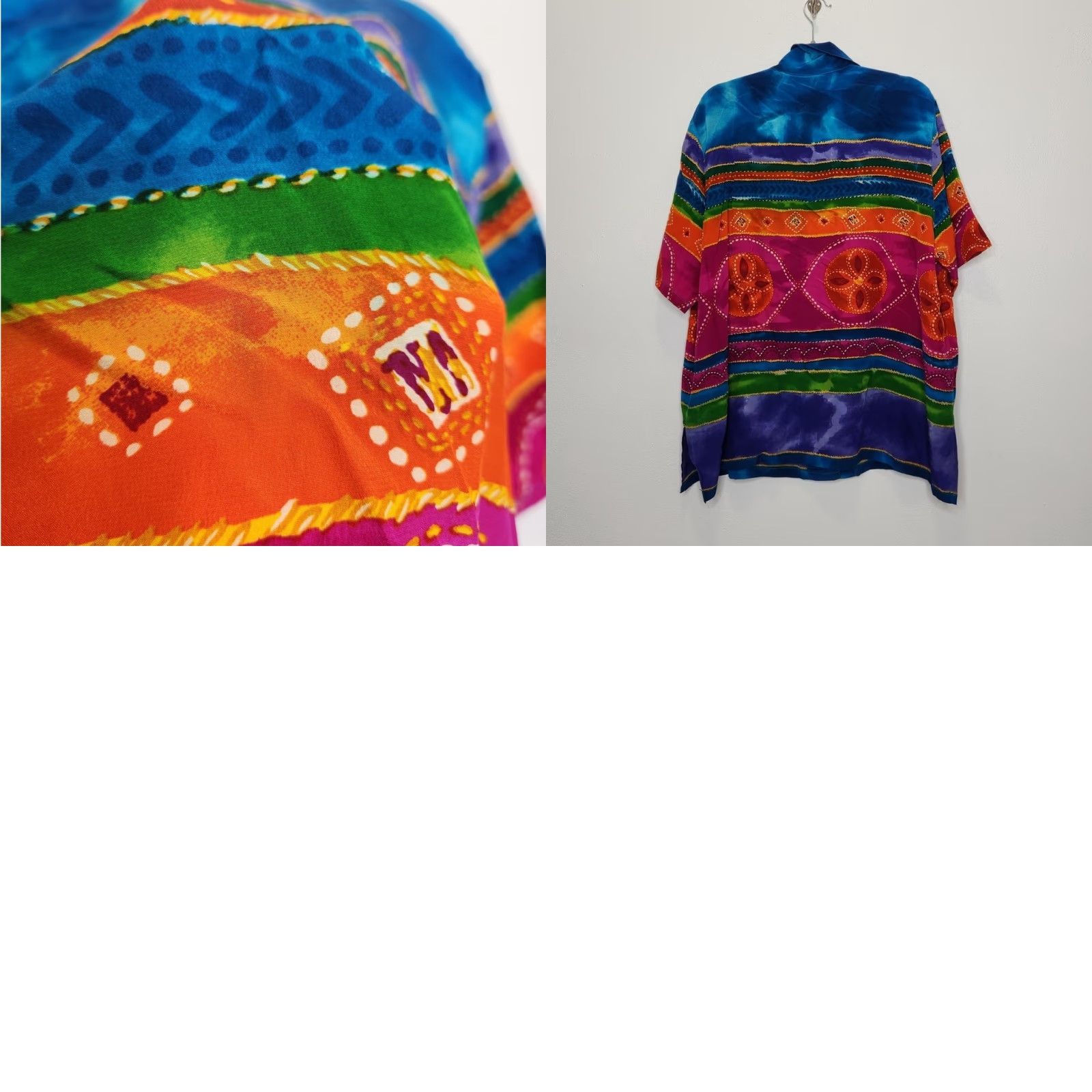 Vintage VINTAGE Diane Button-Up Shirt Unisex Adults 2XL Multi Geometric Abstract Silk Art 90s Streetwear Clothing Size XXL / US 16-18 / IT 52-54 - 8 Thumbnail