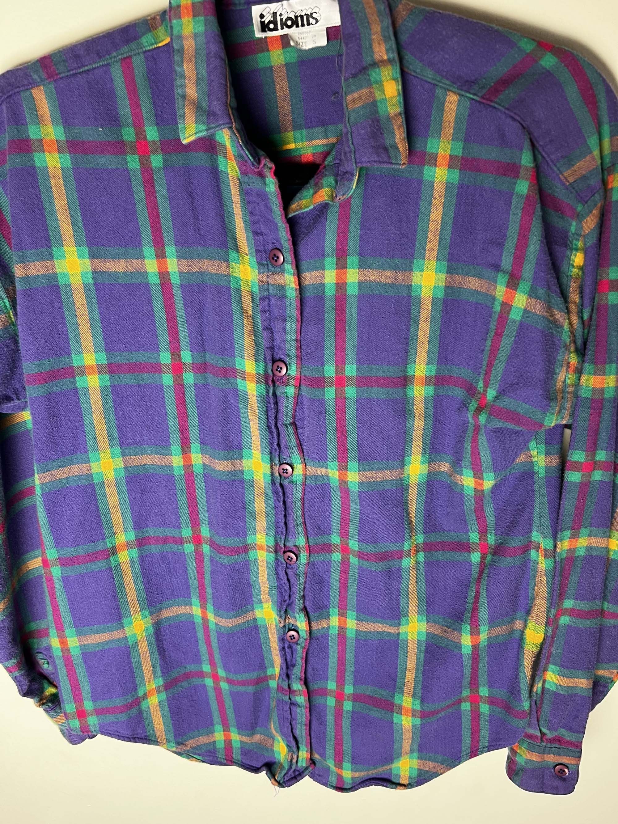 Vintage Vintage 1980's Idioms Plaid Flannel Long Sleeve Button Up Size US S / EU 44-46 / 1 - 5 Thumbnail