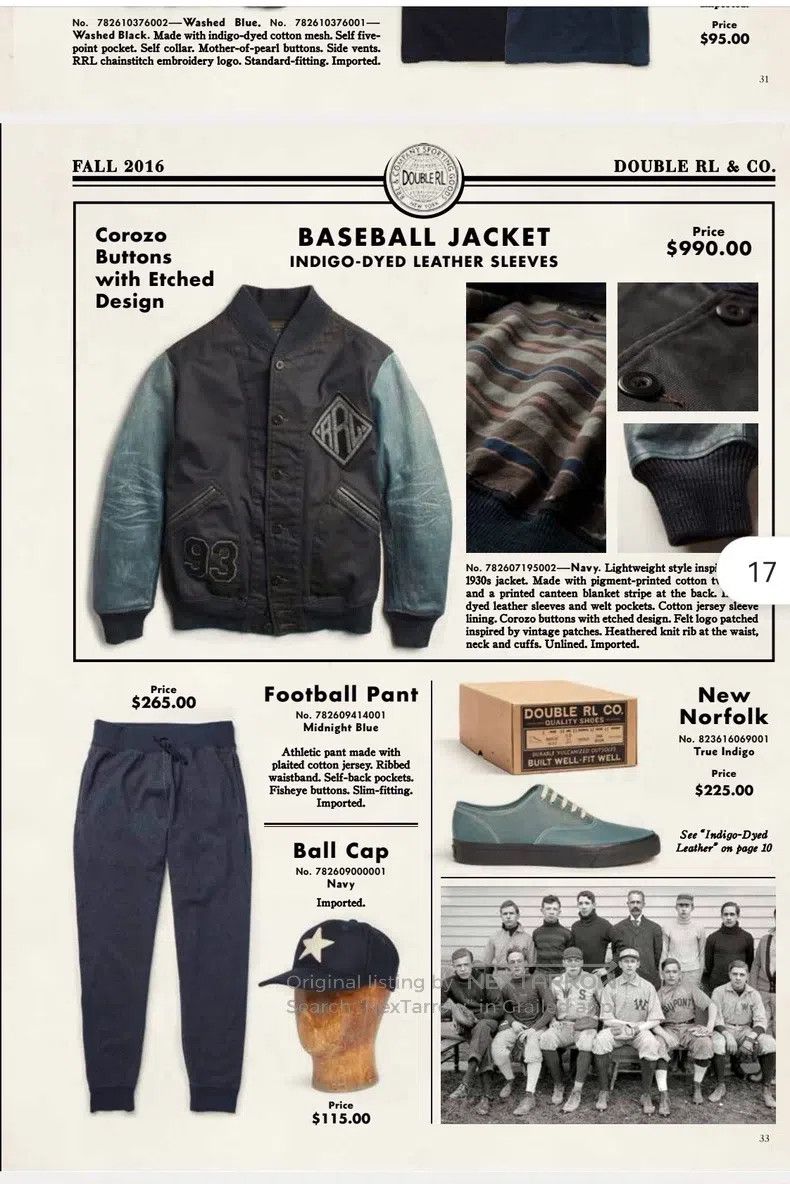 RRL Ralph Lauren RRL Ralph Lauren Classic blue dyed leather sleeve baseball Size US XS / EU 42 / 0 - 5 Thumbnail