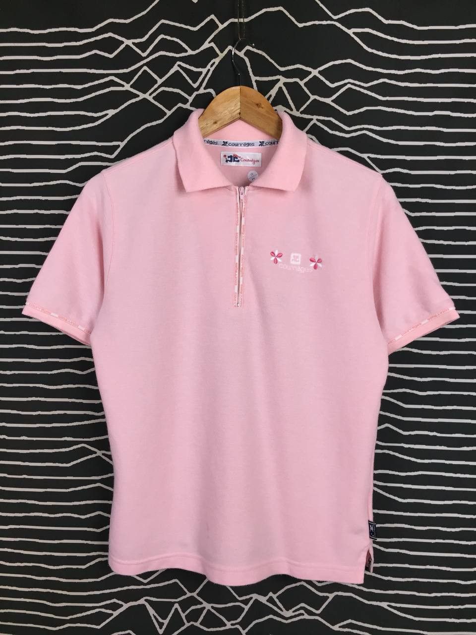 Courreges Courreges Paris Embroidered Floral Logo Quarter Zip Polo Tee Size S / US 4 / IT 40 - 1 Thumbnail