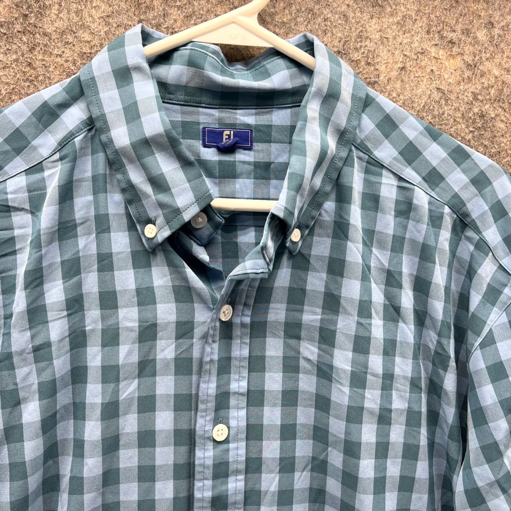 Footjoy FootJoy Shirt Men Large Adult Blue Check Polyester Spandex Button-Down Size US L / EU 52-54 / 3 - 3 Thumbnail