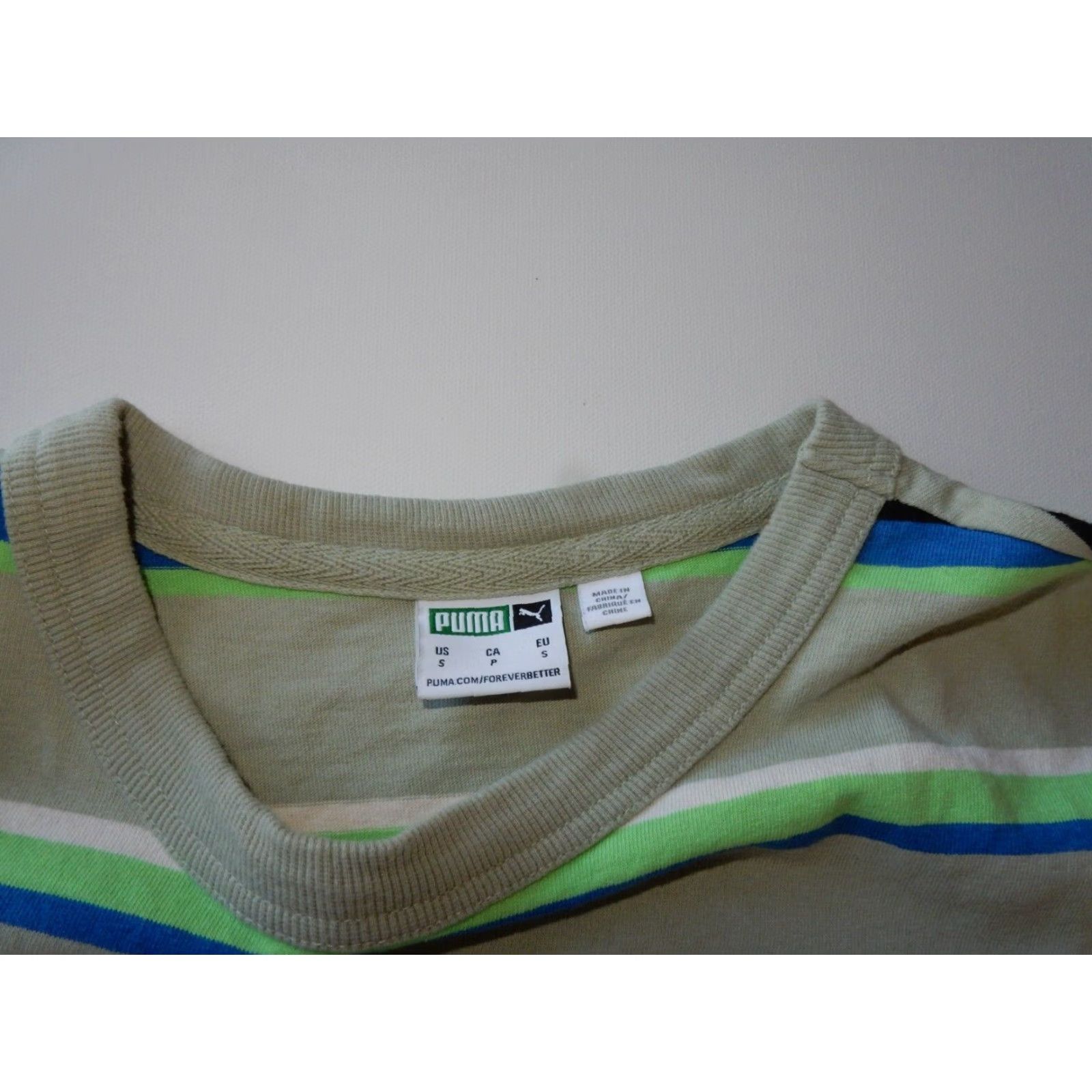 Puma VINTAGE PUMA Men’s Short Sleeve T-Shirt Size S Beige Striped Casual Size US S / EU 44-46 / 1 - 4 Thumbnail