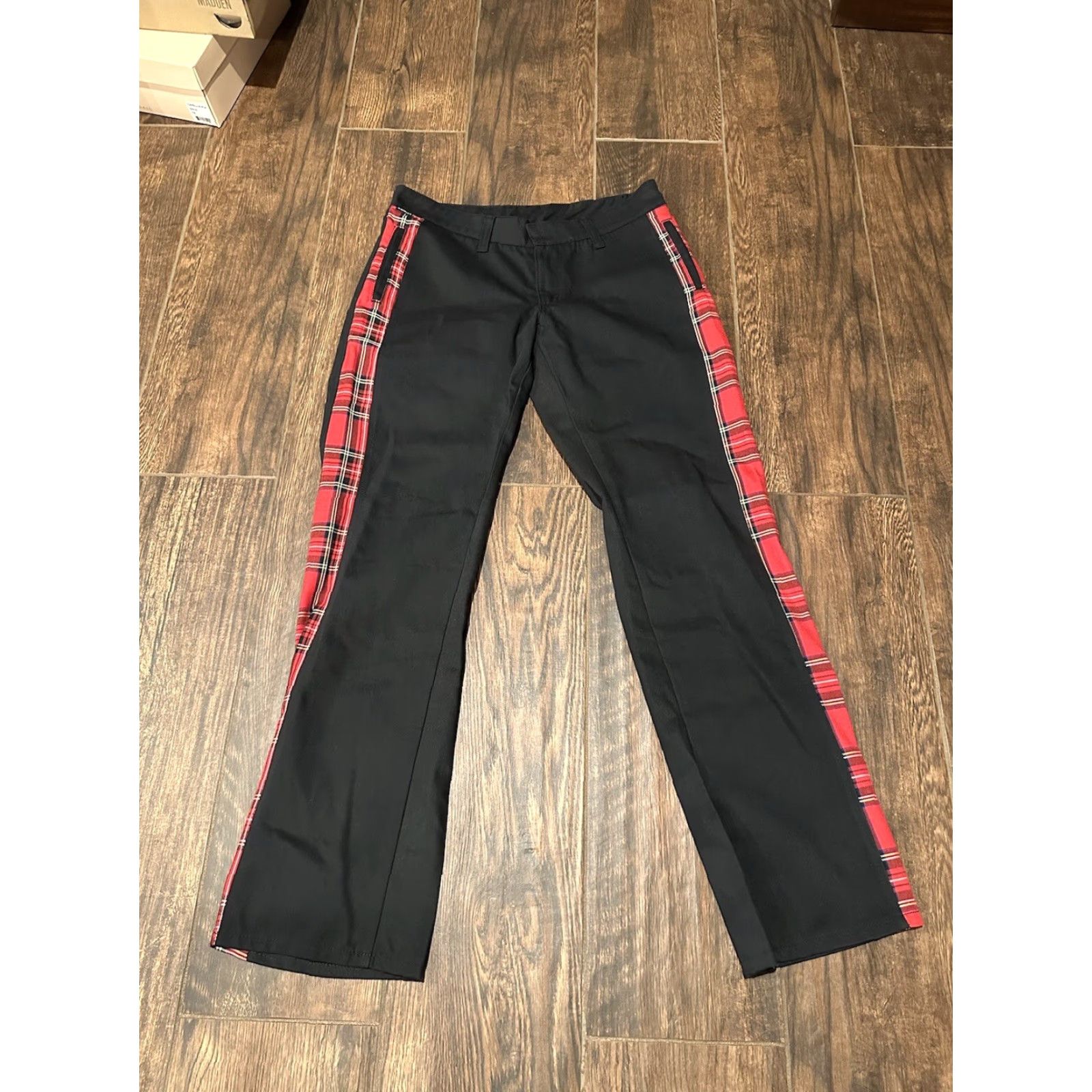 Vintage VINTAGE Serious Clothing Pants Women 9 Plaid 90s Punk Rock n Roll Wide-Leg Gray Size 30" / US 8 / IT 44 - 2 Thumbnail