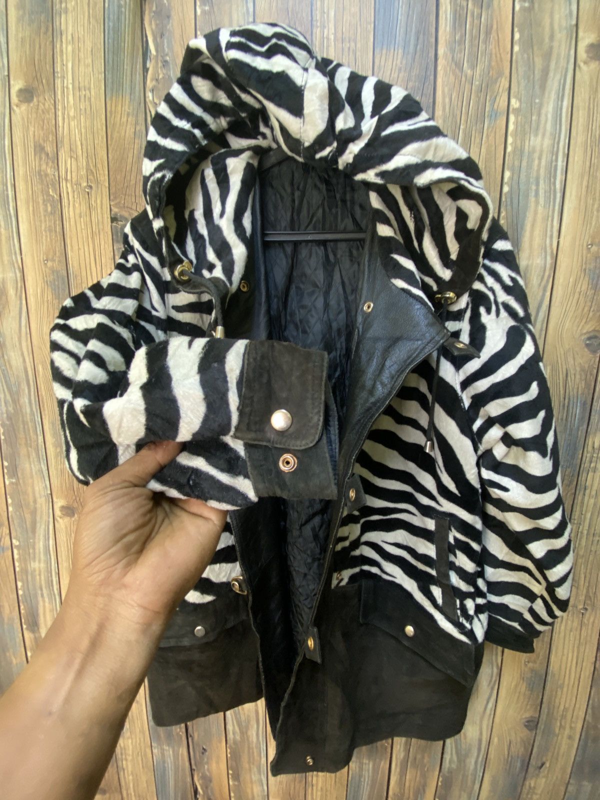 Genuine Leather Zebra stripe half leather jacket Size US L / EU 52-54 / 3 - 9 Thumbnail