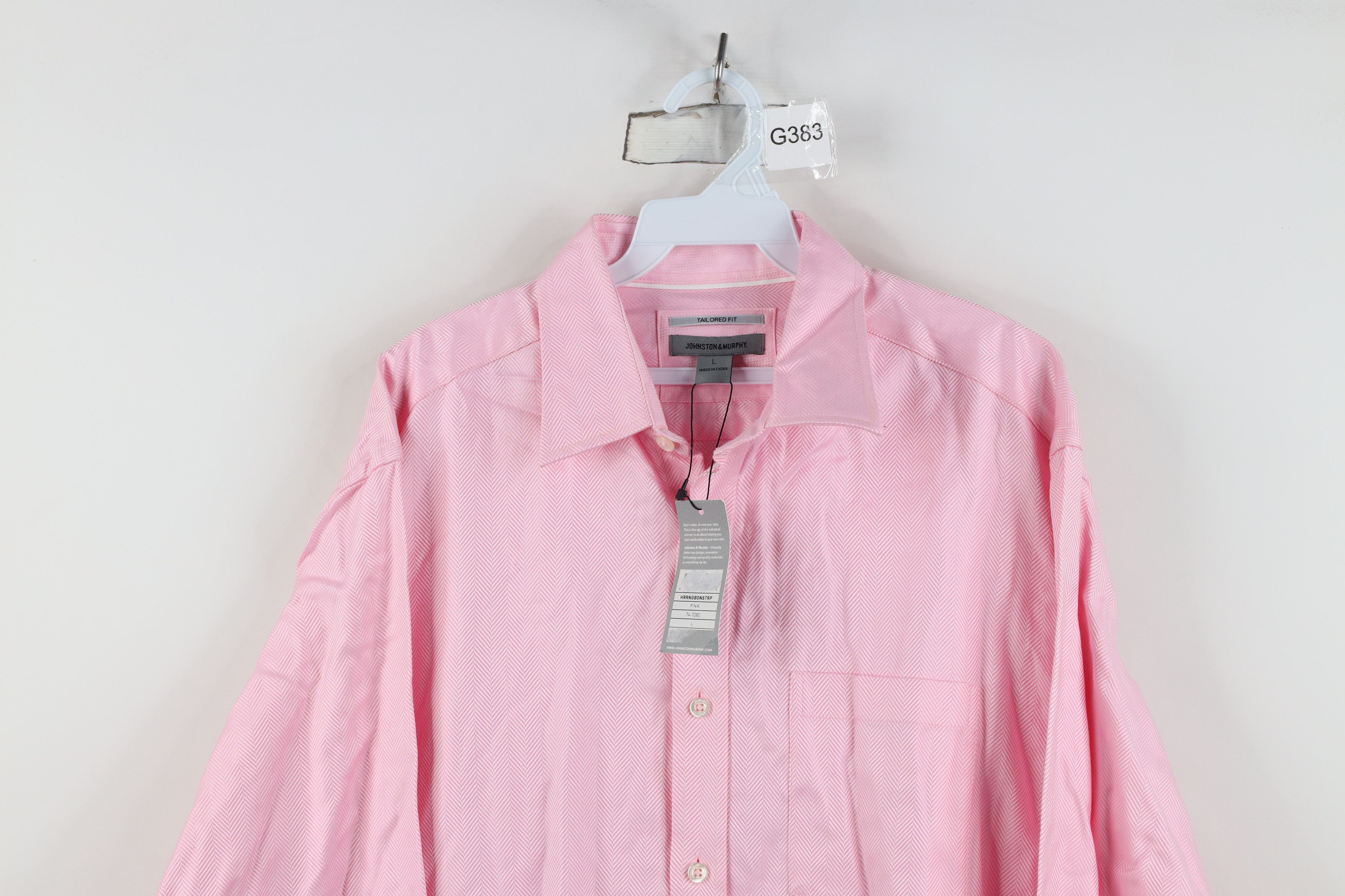 Johnston & Murphy New Johnston & Murphy Fit Herringbone Collared Button Shirt Size US L / EU 52-54 / 3 - 2 Thumbnail