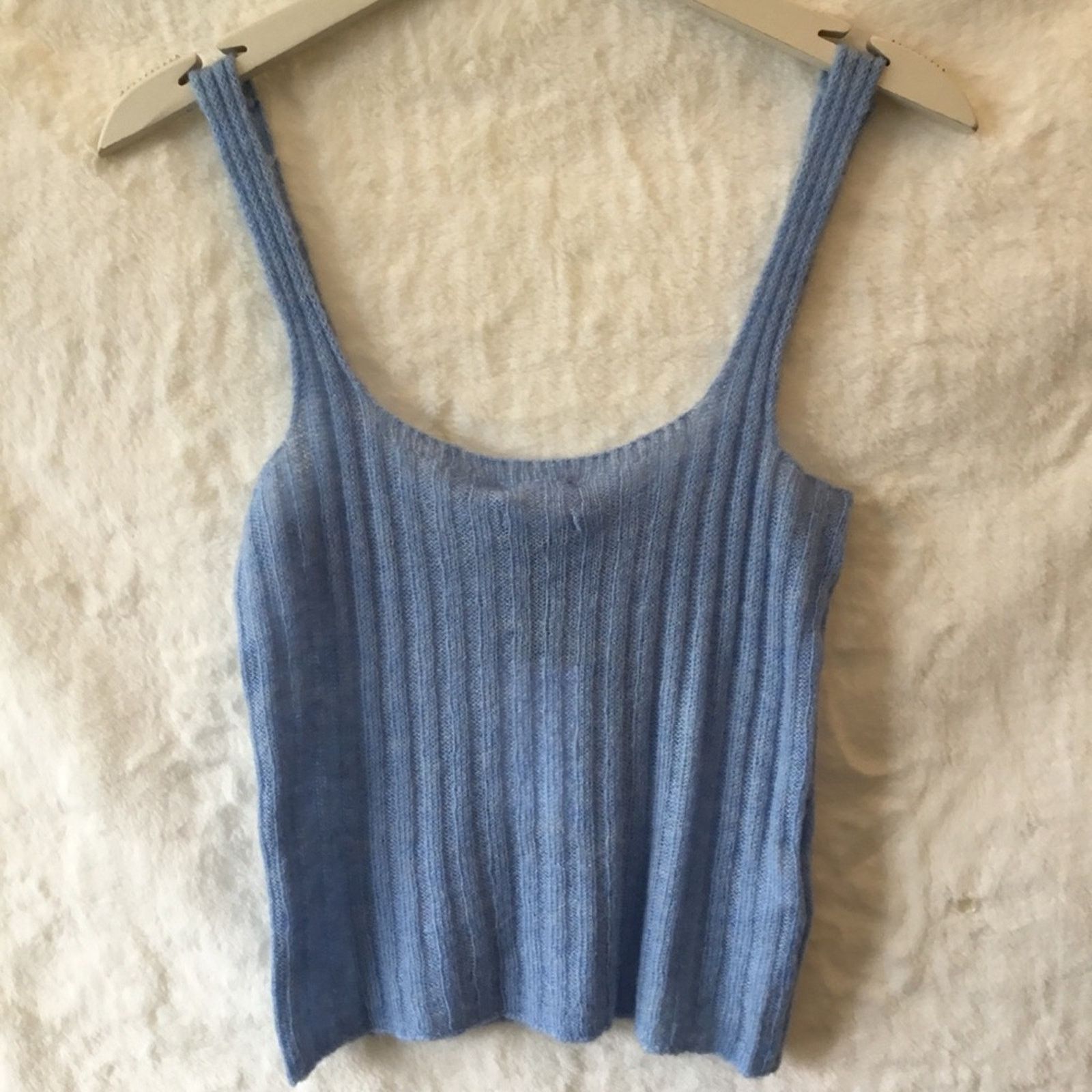 Mango MNG Baby Blue Knitted Crop Tank Top Size M / US 6-8 / IT 42-44 - 8 Thumbnail