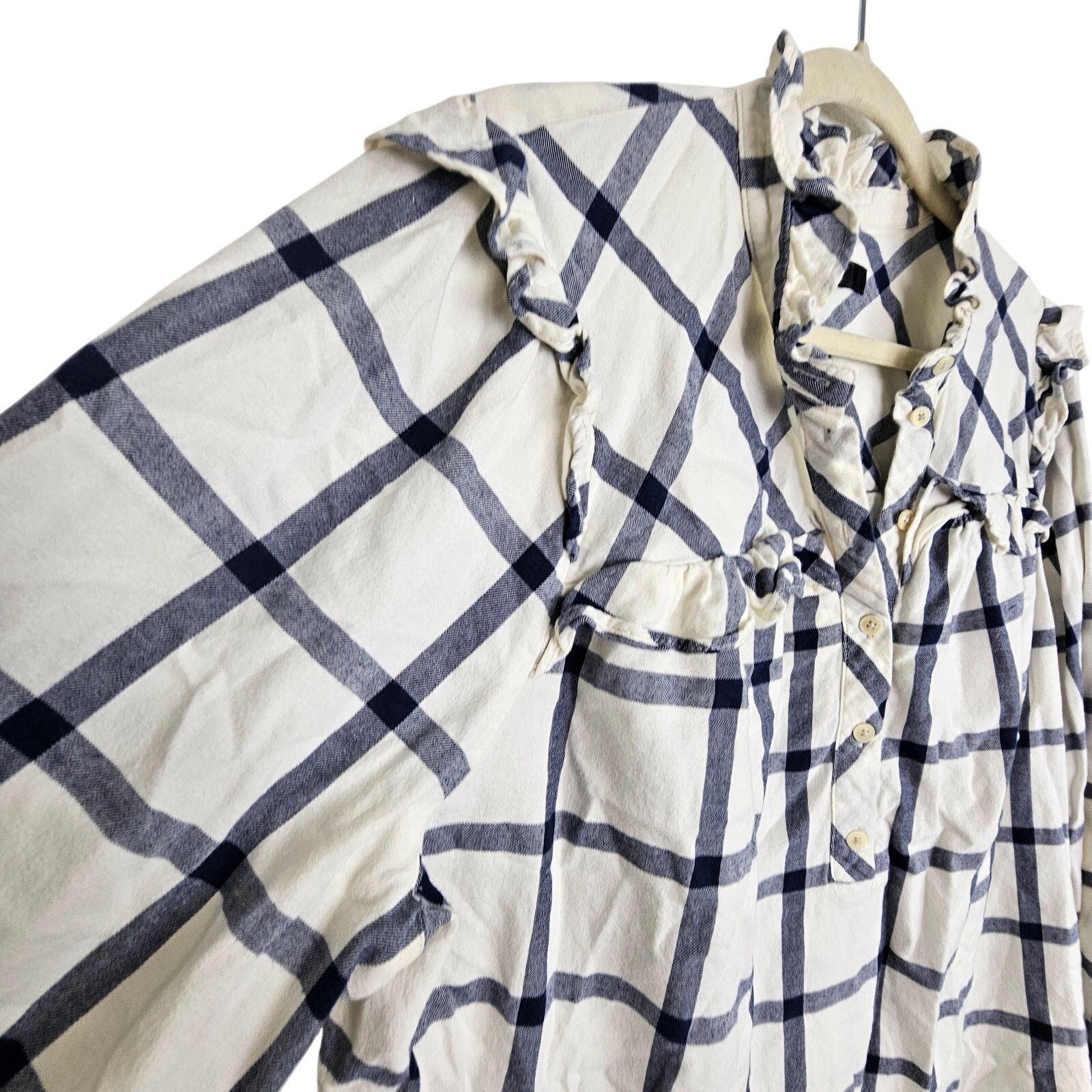 J.Crew J. Crew Womens Ruffle Popover Flannel Shirt Size L Preppy Size L / US 10 / IT 46 - 6 Thumbnail