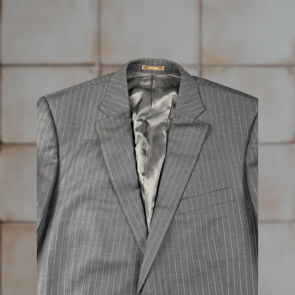 Peter Millar VINTAGE Peter Millar Blazer Jacket Men’s 44 Regular Wool Striped Gray Two-Button Sports 2 Piece Chest 44 in Mens Size 44R - 1 Thumbnail