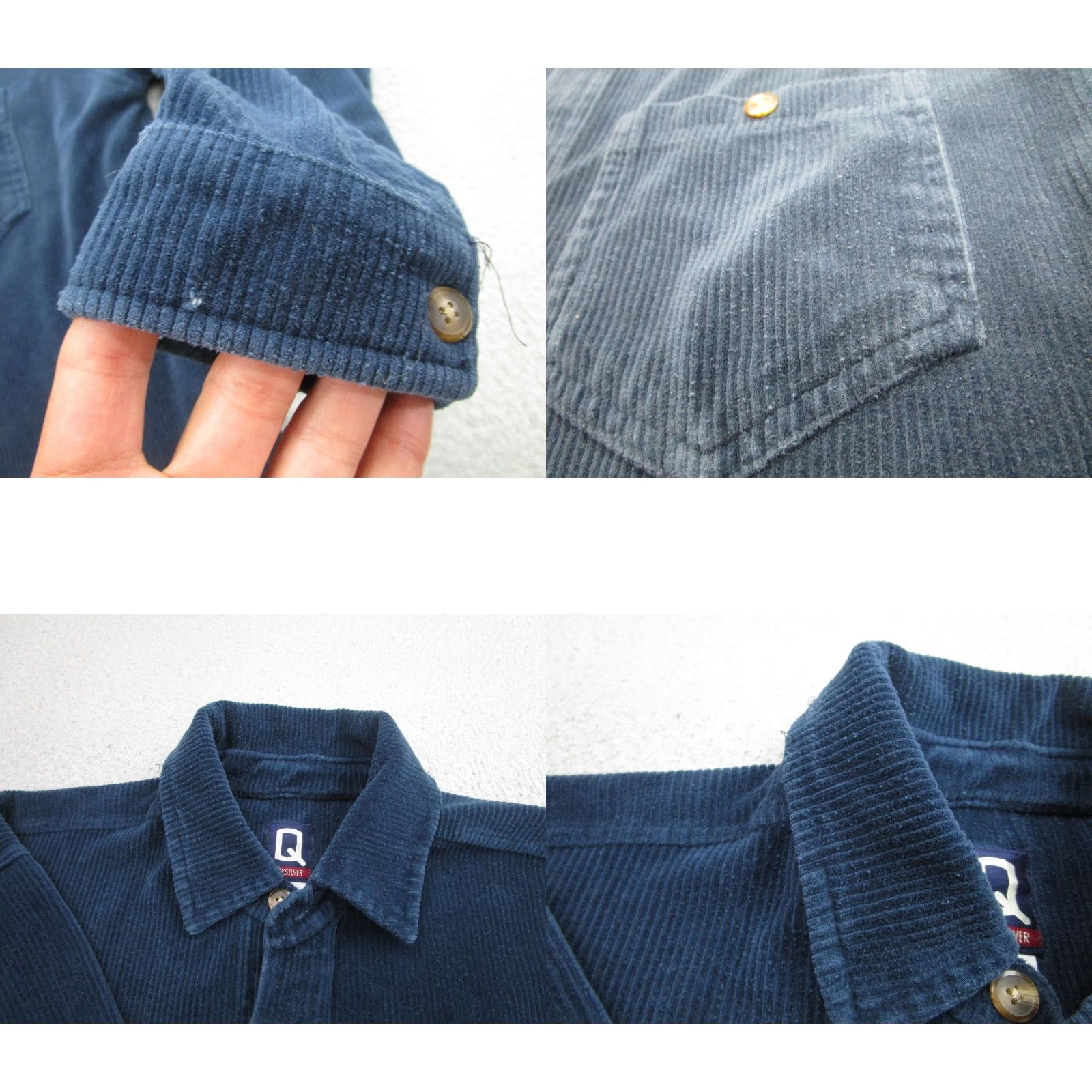 Quiksilver VINTAGE Quiksilver Corduroy Shirt Mens Medium Navy Blue Button-Front 90s Surfer Embroidered Logo Mens Size US M / EU 48-50 / 2 - 8 Thumbnail