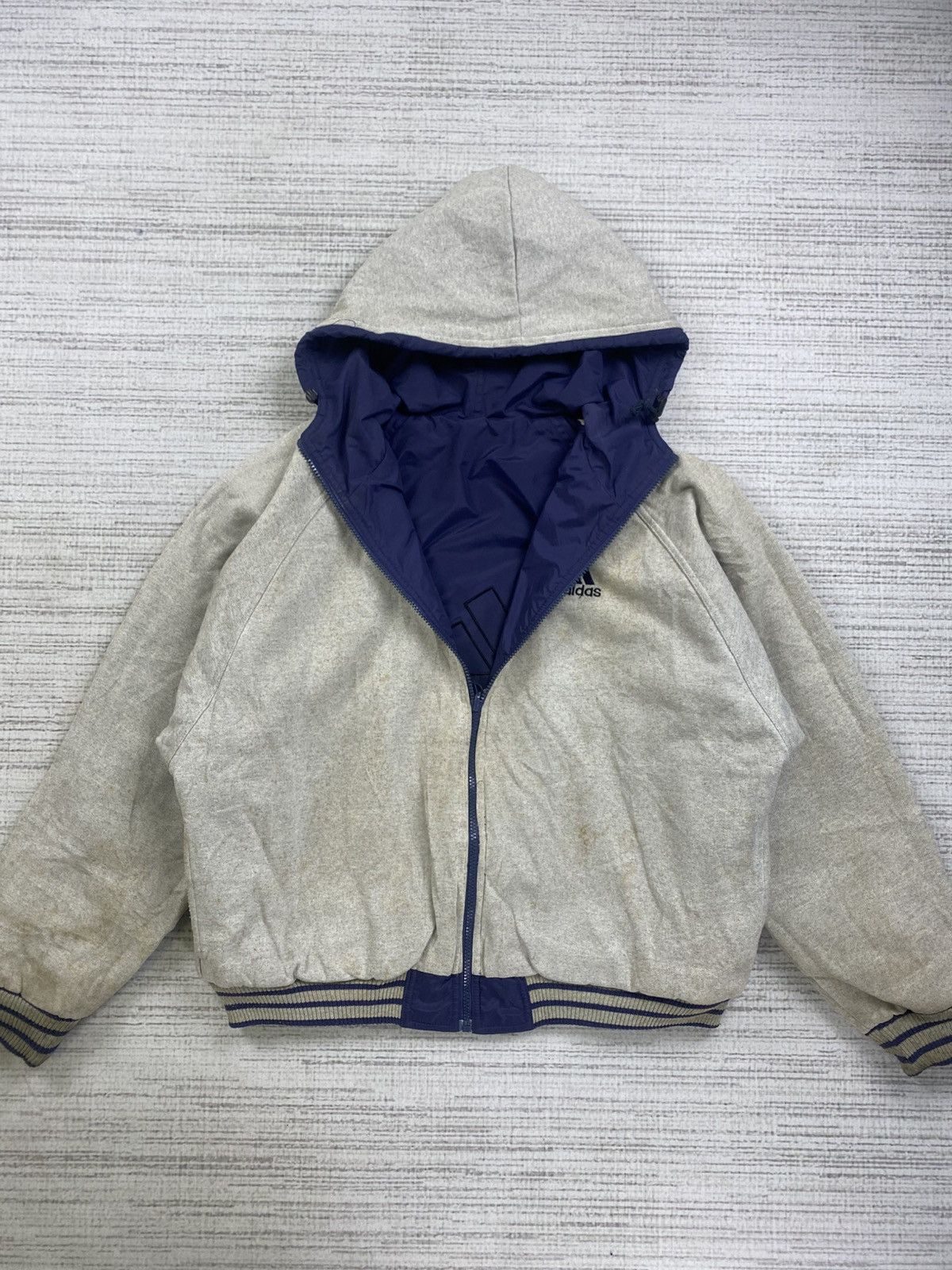 Adidas × Vintage Vintage Y2K Adidas 3 Striped Reversible Hoodie Jacket Size US XL / EU 56 / 4 - 11 Thumbnail
